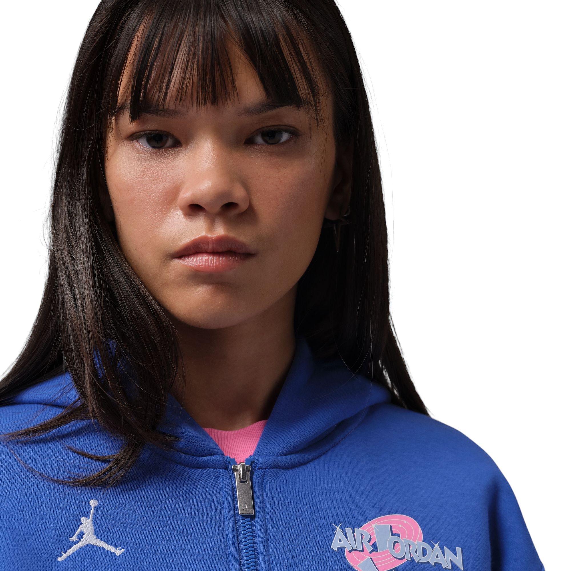 Jordan Brooklyn "Space Jam" Women's Full-Zip Cropped Fleece Jacket - ROYAL/WHITE