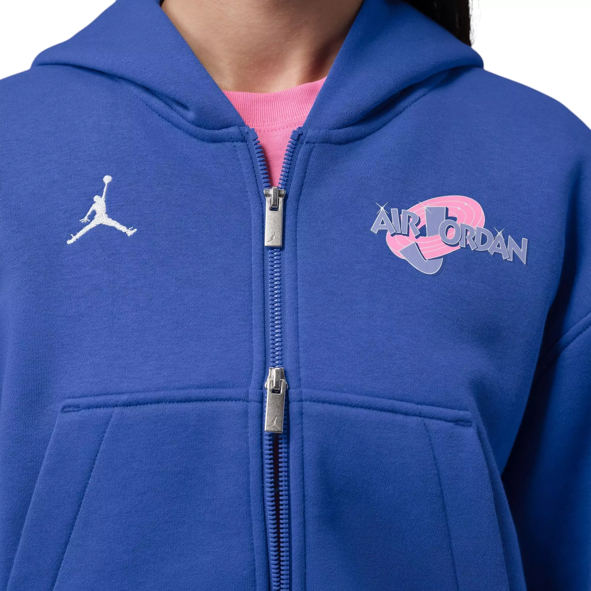 Jordan Brooklyn "Space Jam" Women's Full-Zip Cropped Fleece Jacket - ROYAL/WHITE
