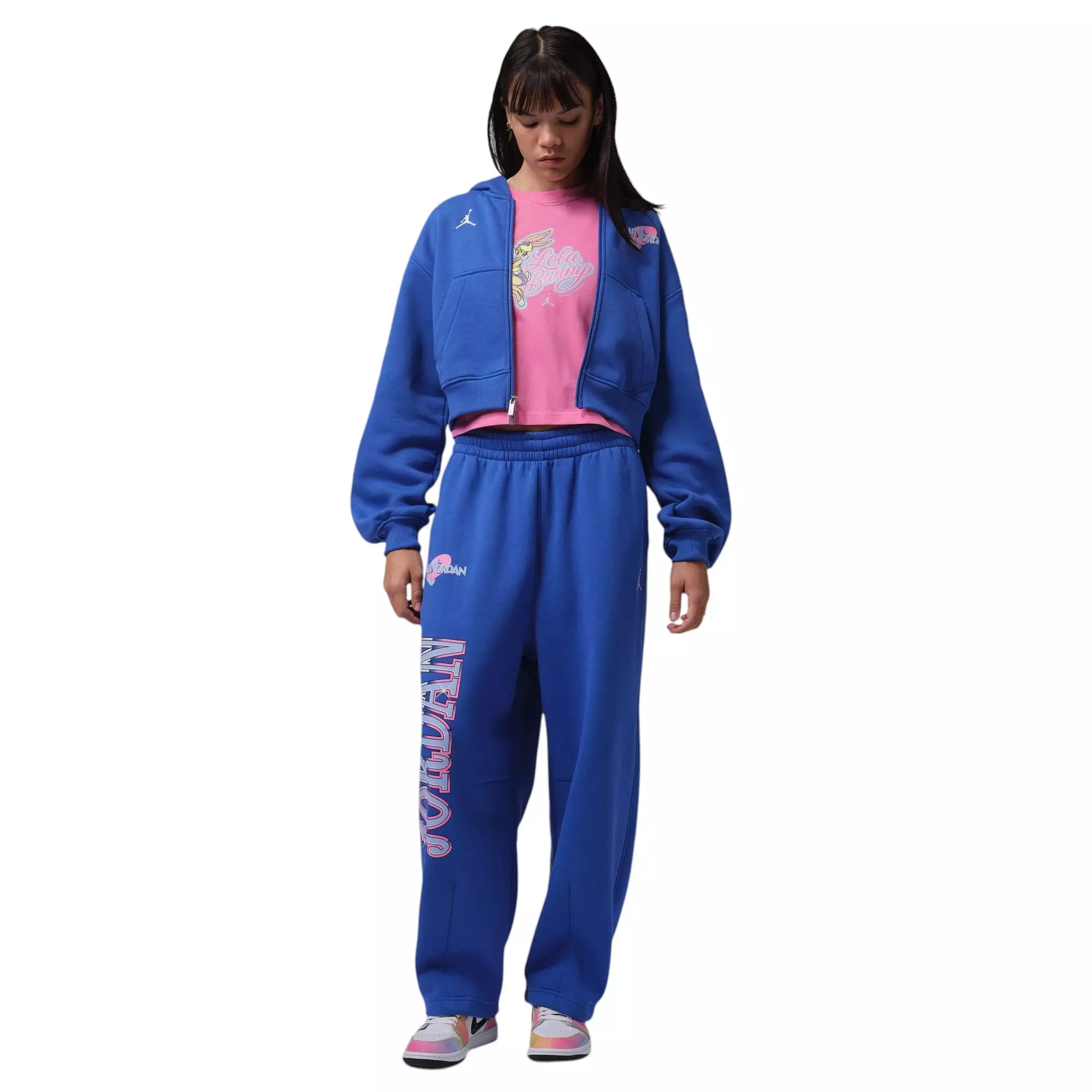 Jordan Brooklyn "Space Jam" Women's Full-Zip Cropped Fleece Jacket - ROYAL/WHITE