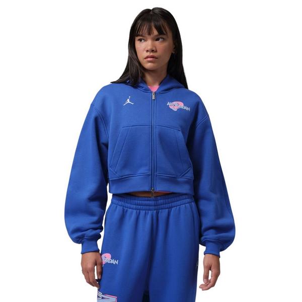 Jordan Brooklyn "Space Jam" Women's Full-Zip Cropped Fleece Jacket - ROYAL/WHITE