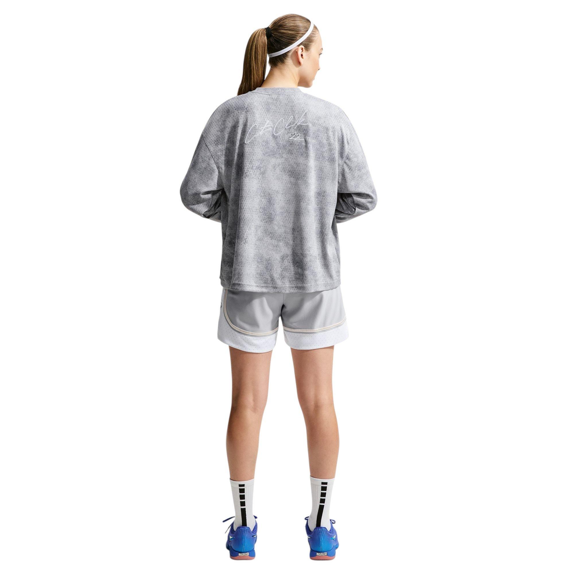 Nike Caitlin Standard Issue Dri-FIT Women's 6" Game Curve Basketball Shorts - GREY/WHITE