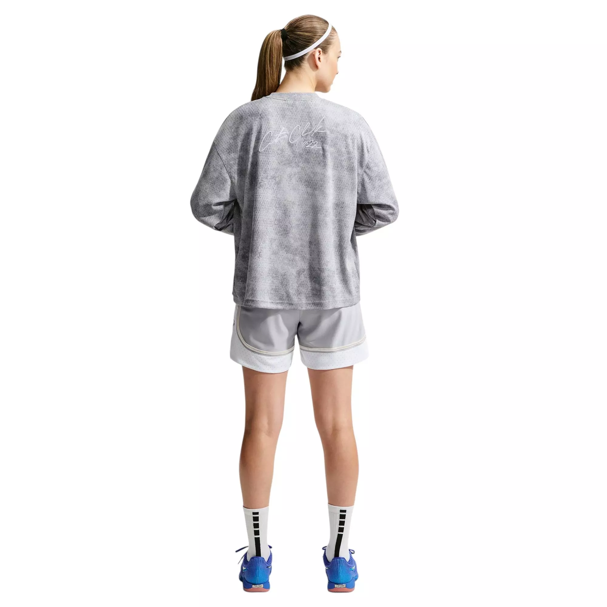Nike Caitlin Standard Issue Dri-FIT Women's 6" Game Curve Basketball Shorts - GREY/WHITE