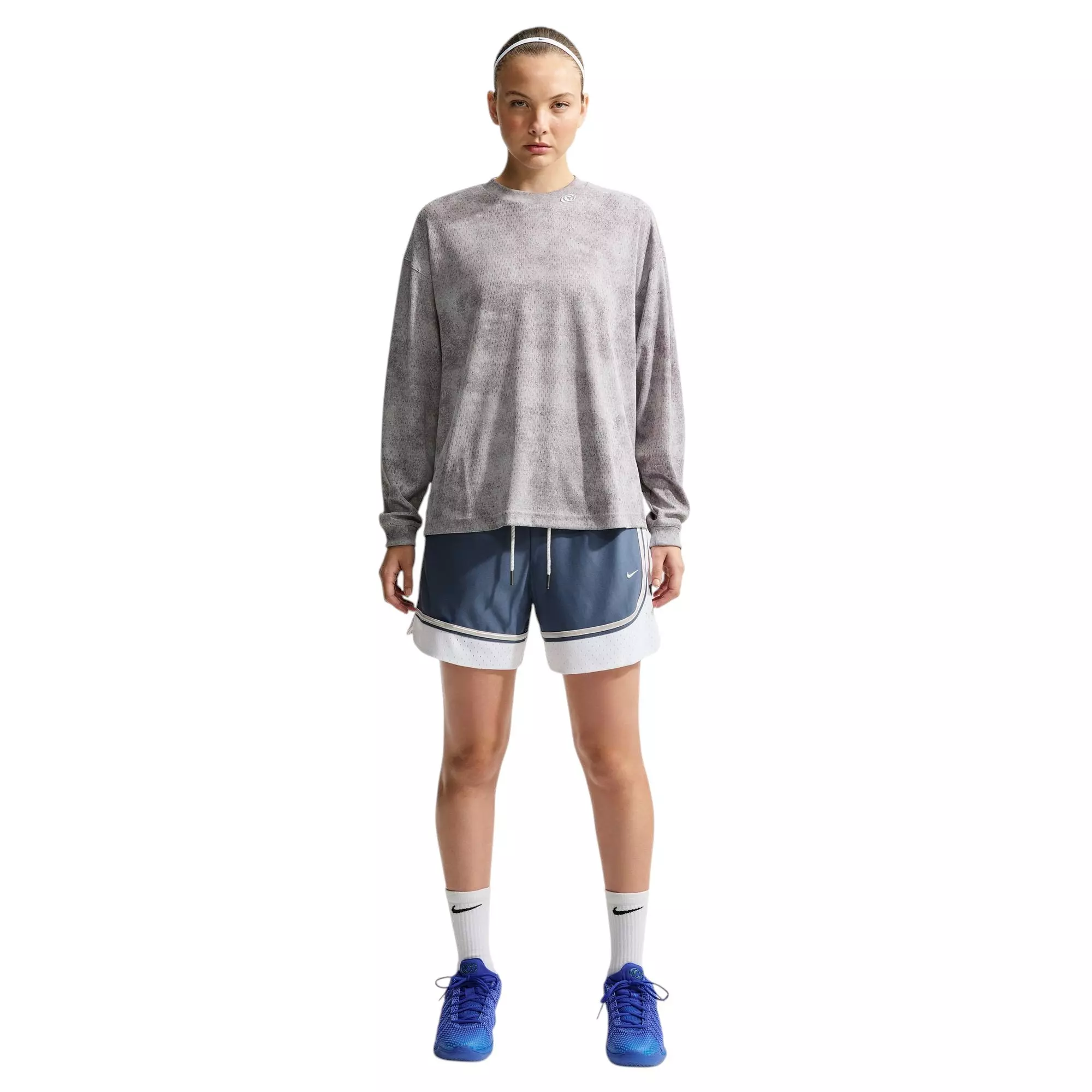 Nike Caitlin Standard Issue Dri-FIT "Blue/White" Women's 6" Game Curve Basketball Shorts - BLUE/WHITE
