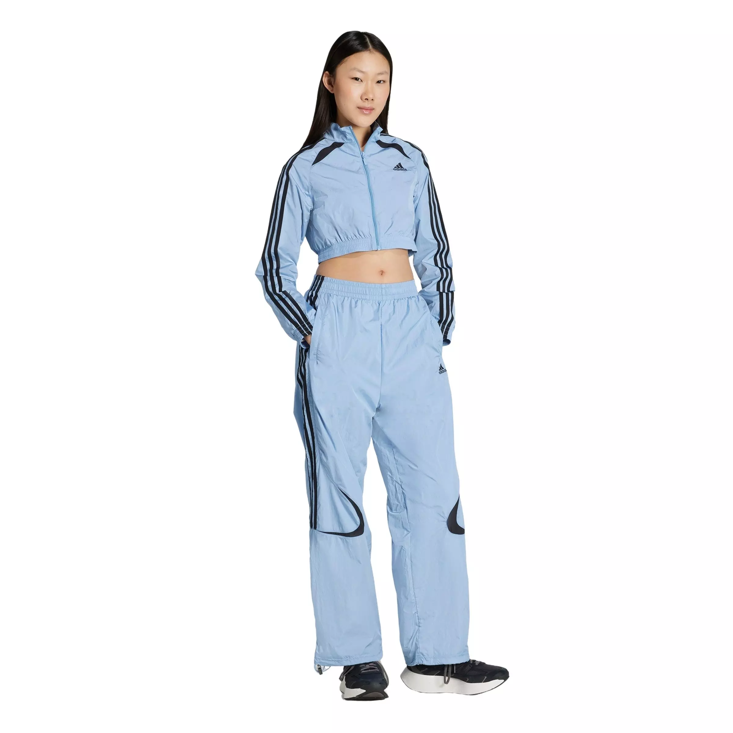 adidas Women's Teamgeist Adicolor Oversized Track Tracksuit Bottoms -Blue - BLUE