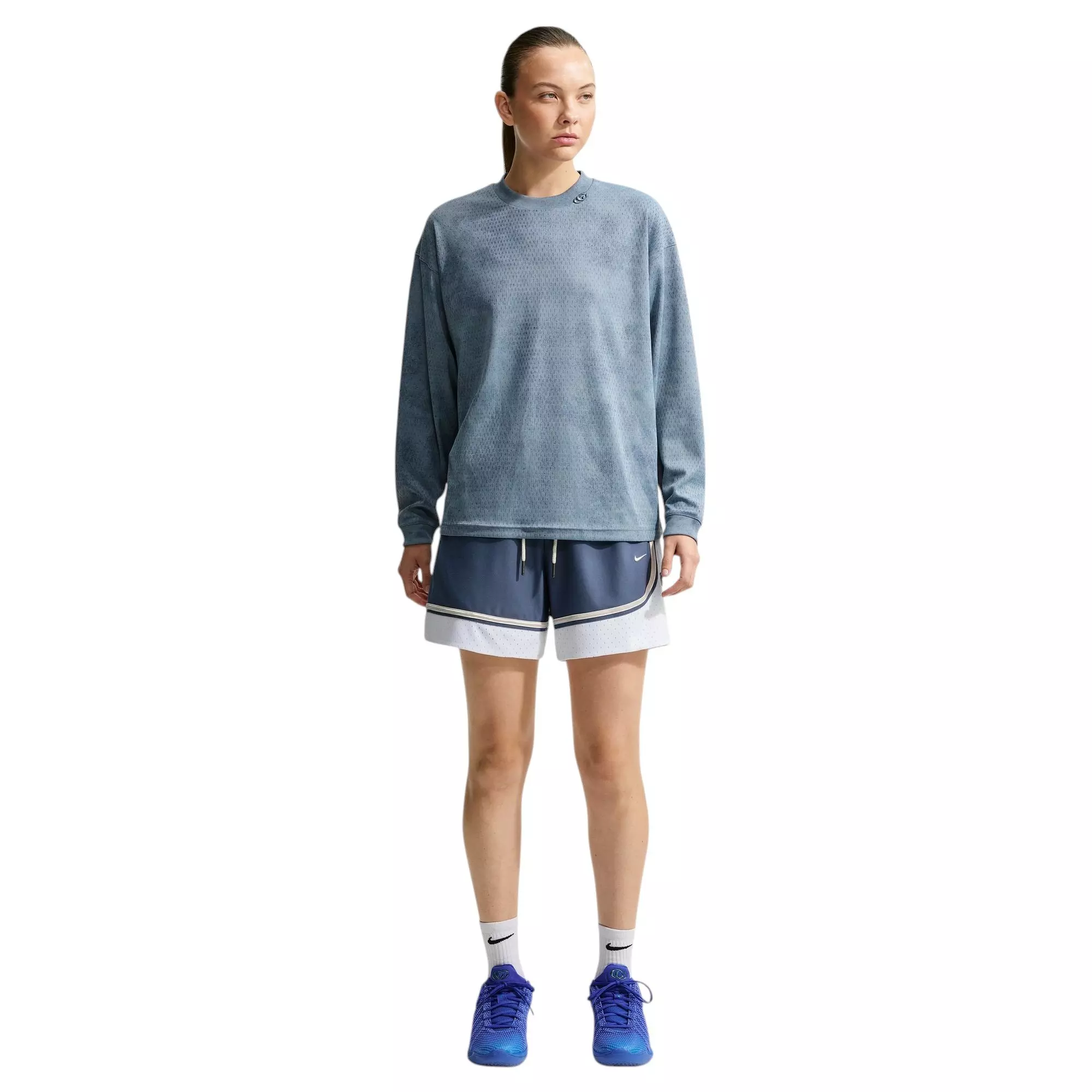 Nike Caitlin Standard Issue Aero-FIT "Blue" Women's Long-Sleeve Basketball Top - BLUE
