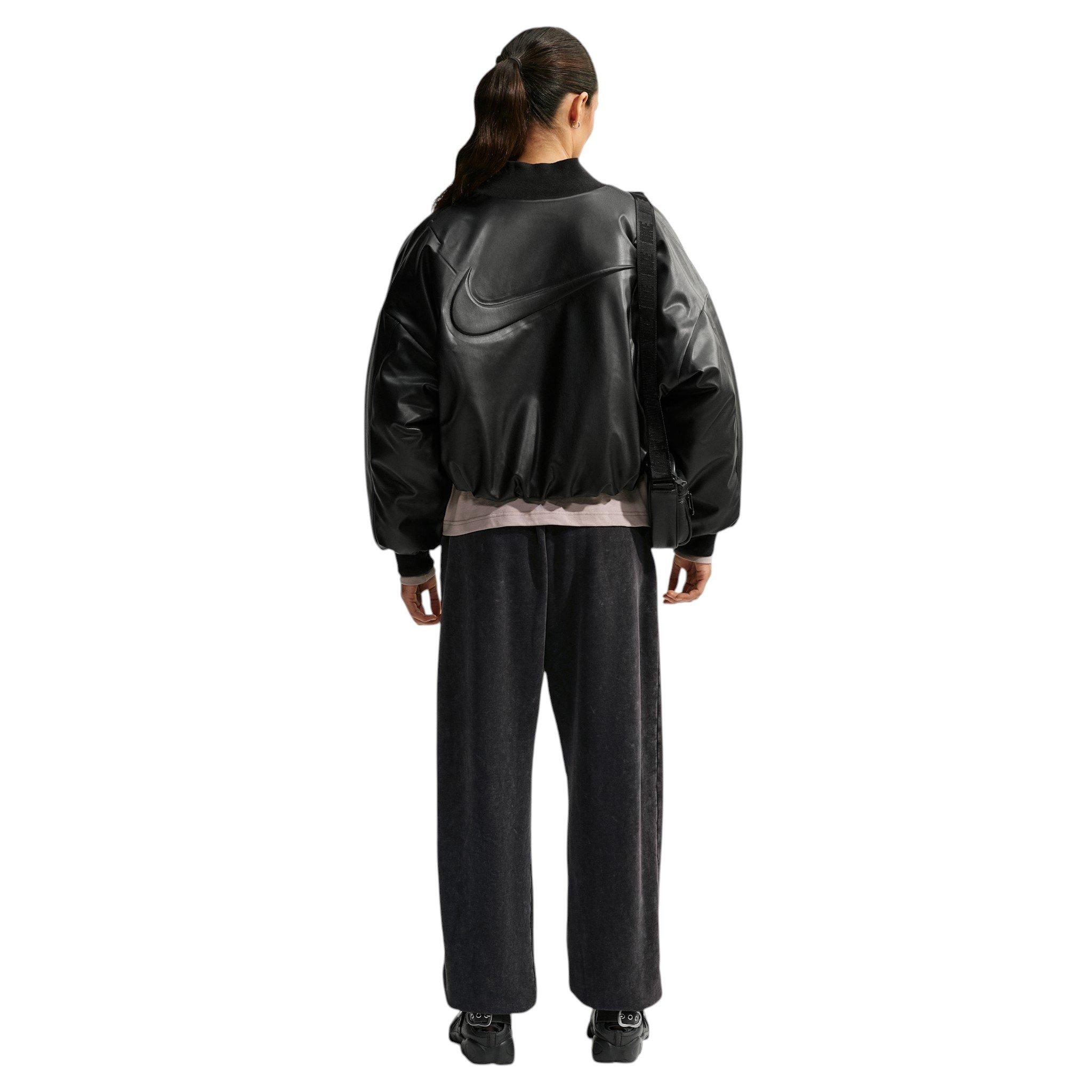 Nike Women's Studio Fleece Medium Weight Oversized High-Rise Washed Cuffed Sweatpants - Black - BLACK