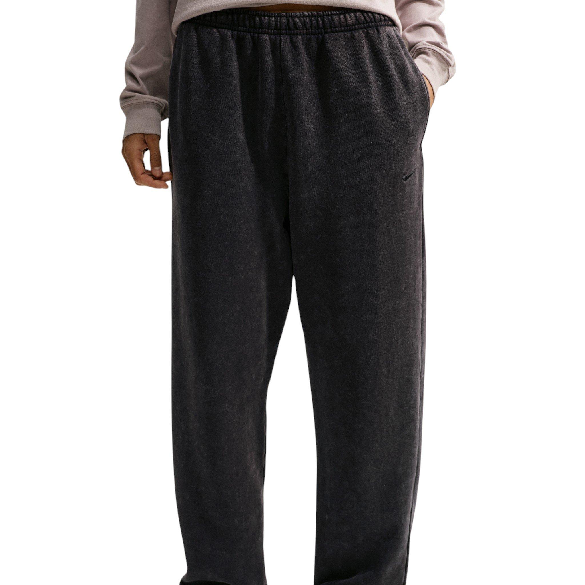 Nike Women's Studio Fleece Medium Weight Oversized High-Rise Washed Cuffed Sweatpants - Black - BLACK