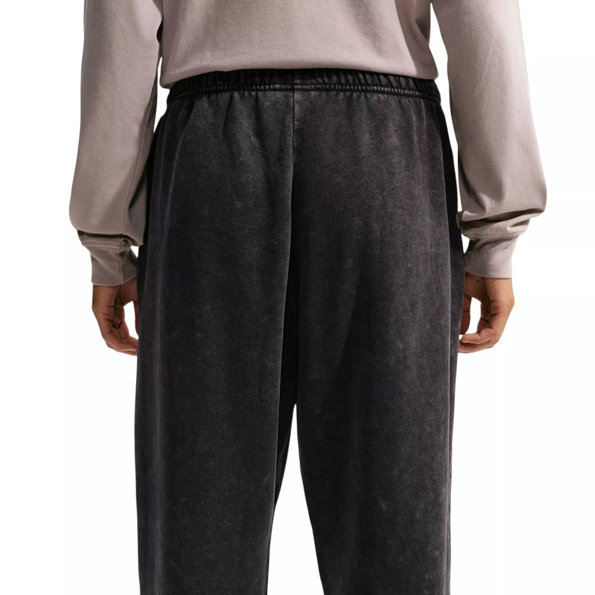 Nike Women's Studio Fleece Medium Weight Oversized High-Rise Washed Cuffed Sweatpants - Black - BLACK