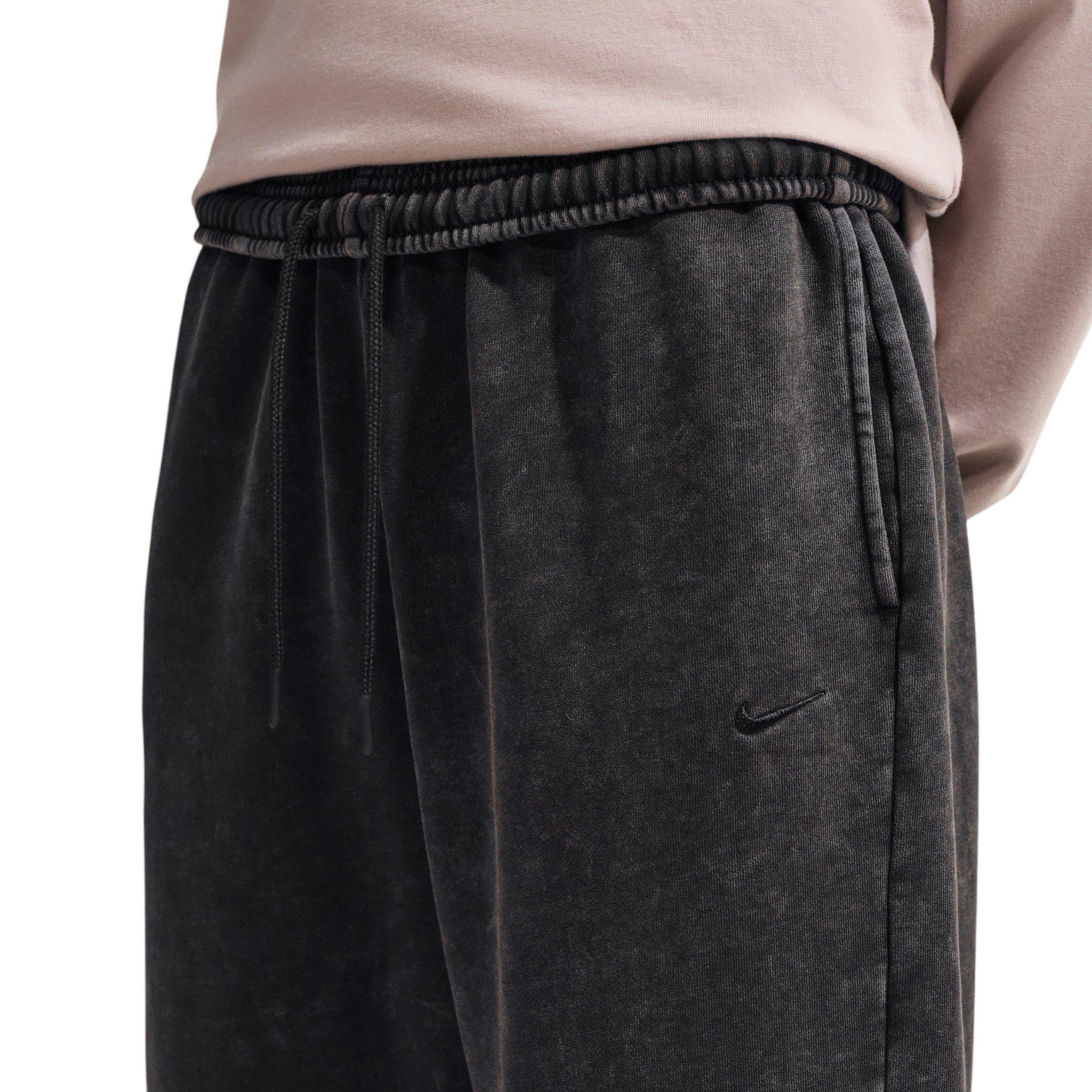 Nike Women's Studio Fleece Medium Weight Oversized High-Rise Washed Cuffed Sweatpants - Black - BLACK
