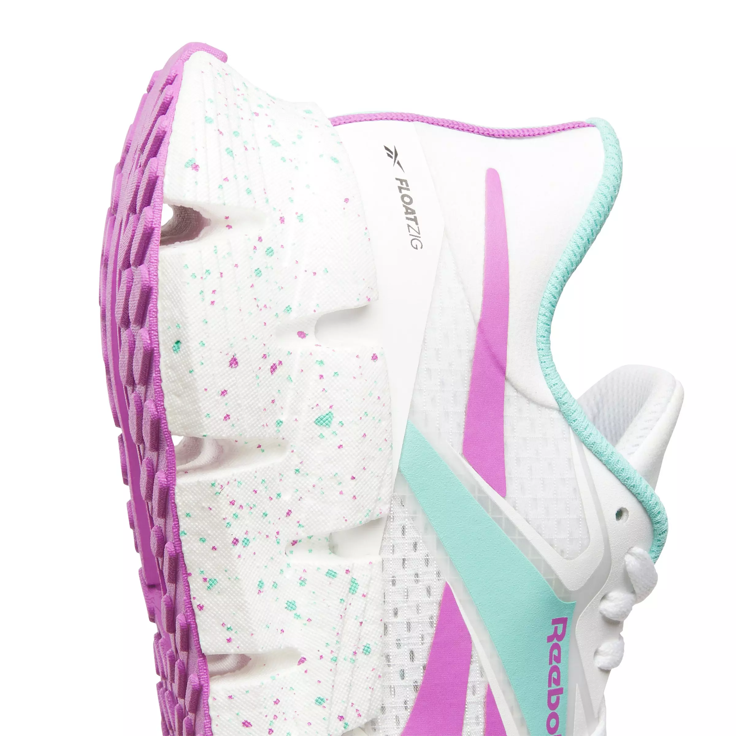 Reebok FloatZig 1 "Ftwr White/Ai Aqua/Purple Rave" Men's Running Shoe - WHITE/AQUA/PURPLE