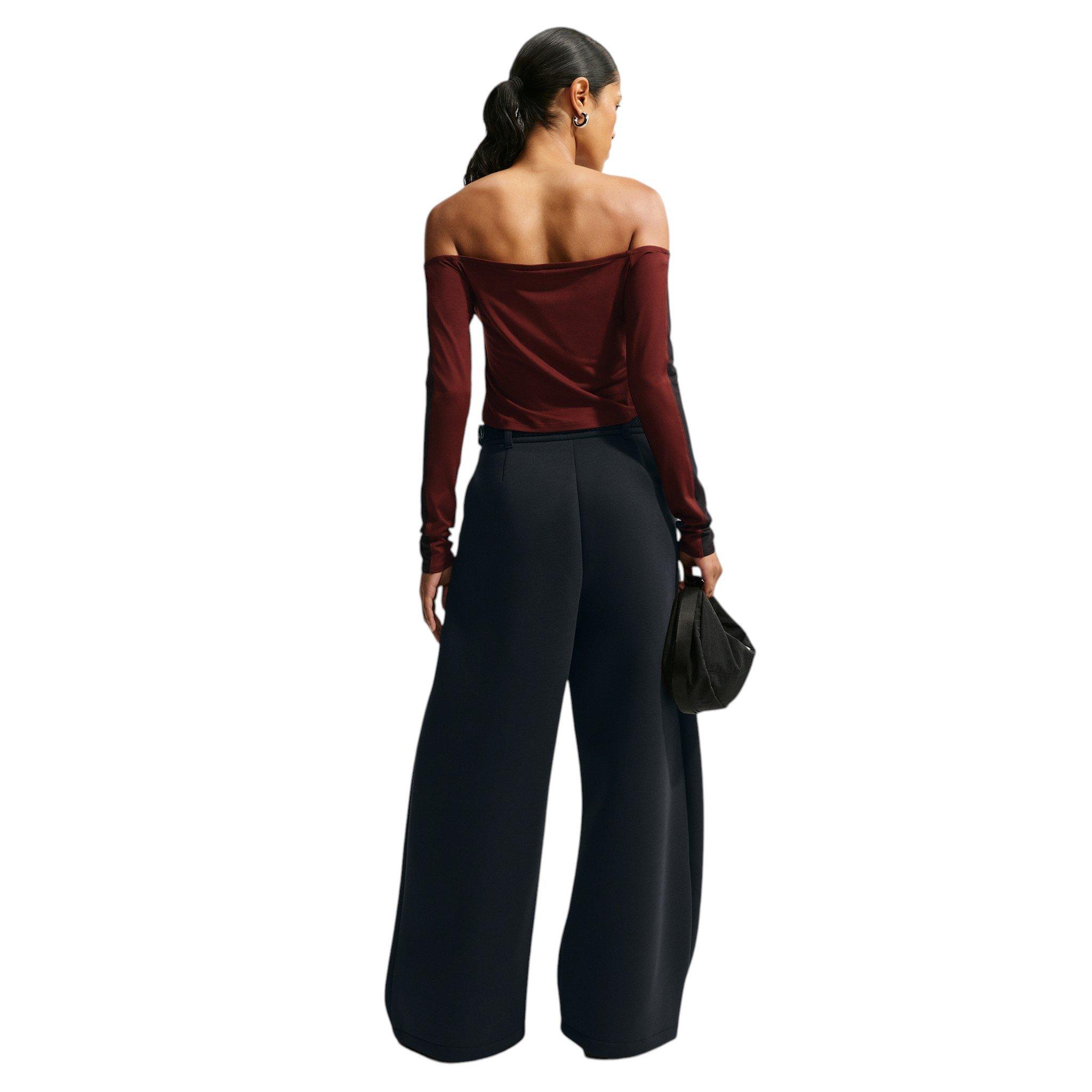 Nike Women's Article Fleece Oversized Mid-Rise Wide-Leg Pants - Black - BLACK