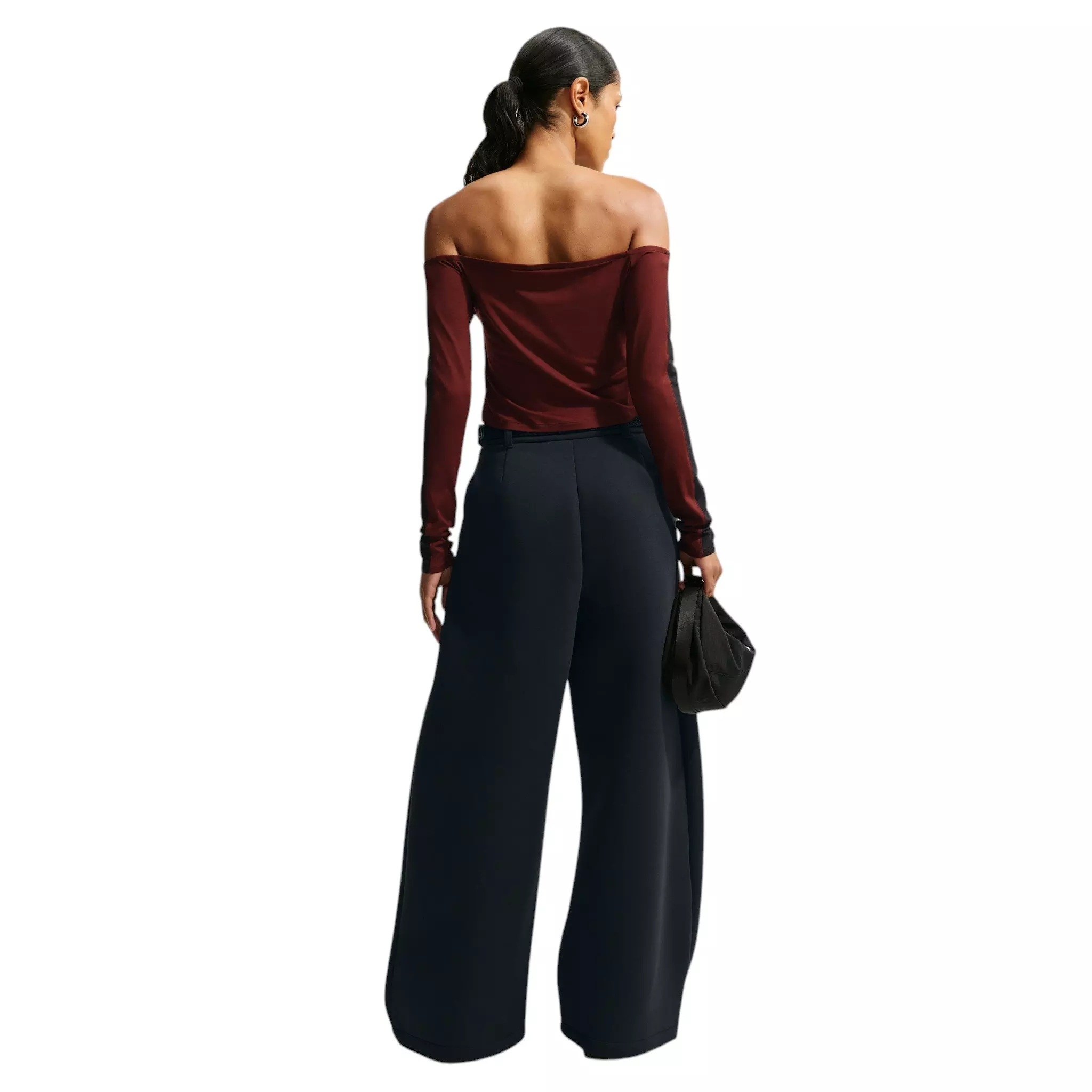 Nike Women's Article Fleece Oversized Mid-Rise Wide-Leg Pants - Black - BLACK