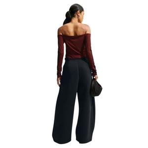 Nike Women's Article Fleece Oversized Mid-Rise Wide-Leg Pants - Black - BLACK