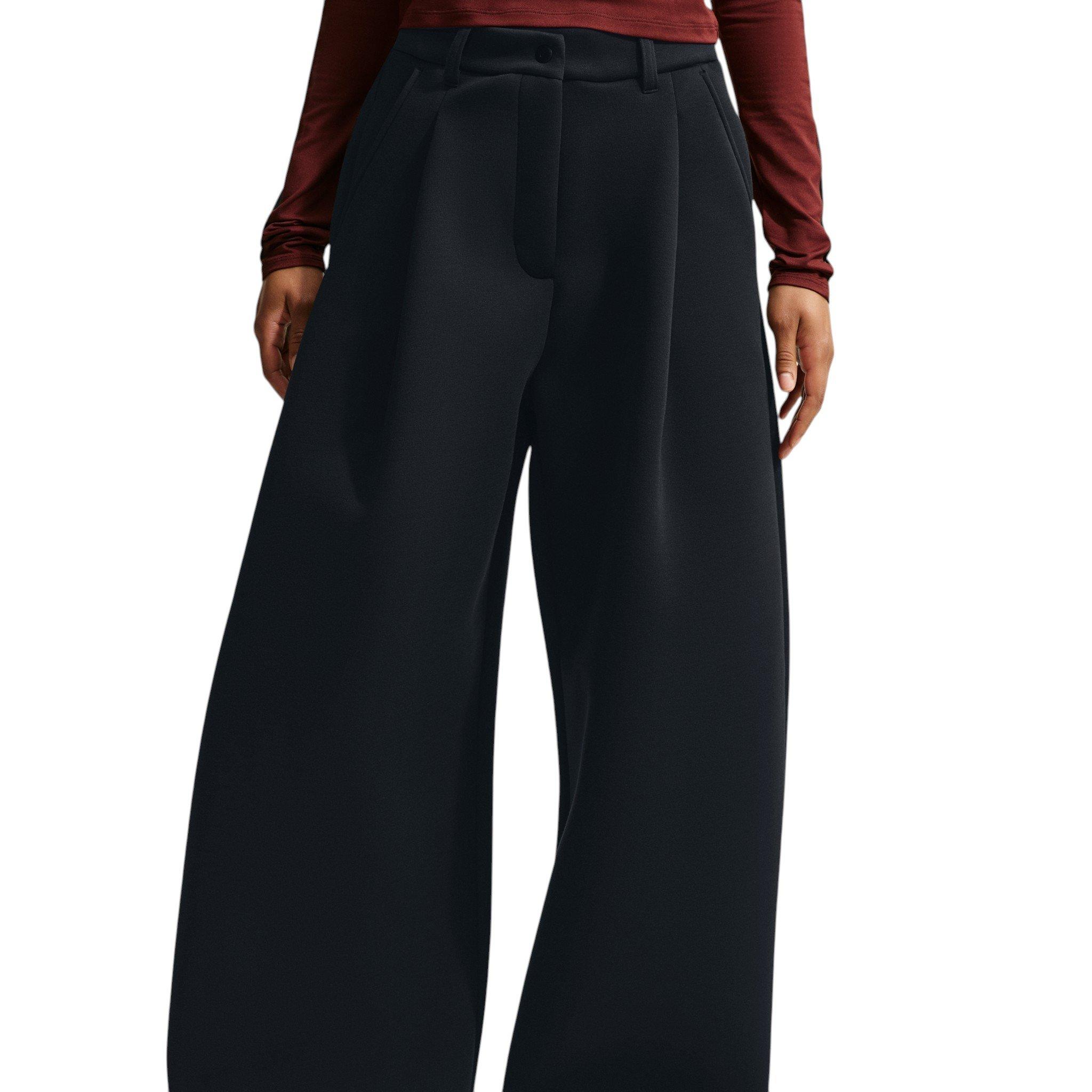 Nike Women's Article Fleece Oversized Mid-Rise Wide-Leg Pants - Black - BLACK