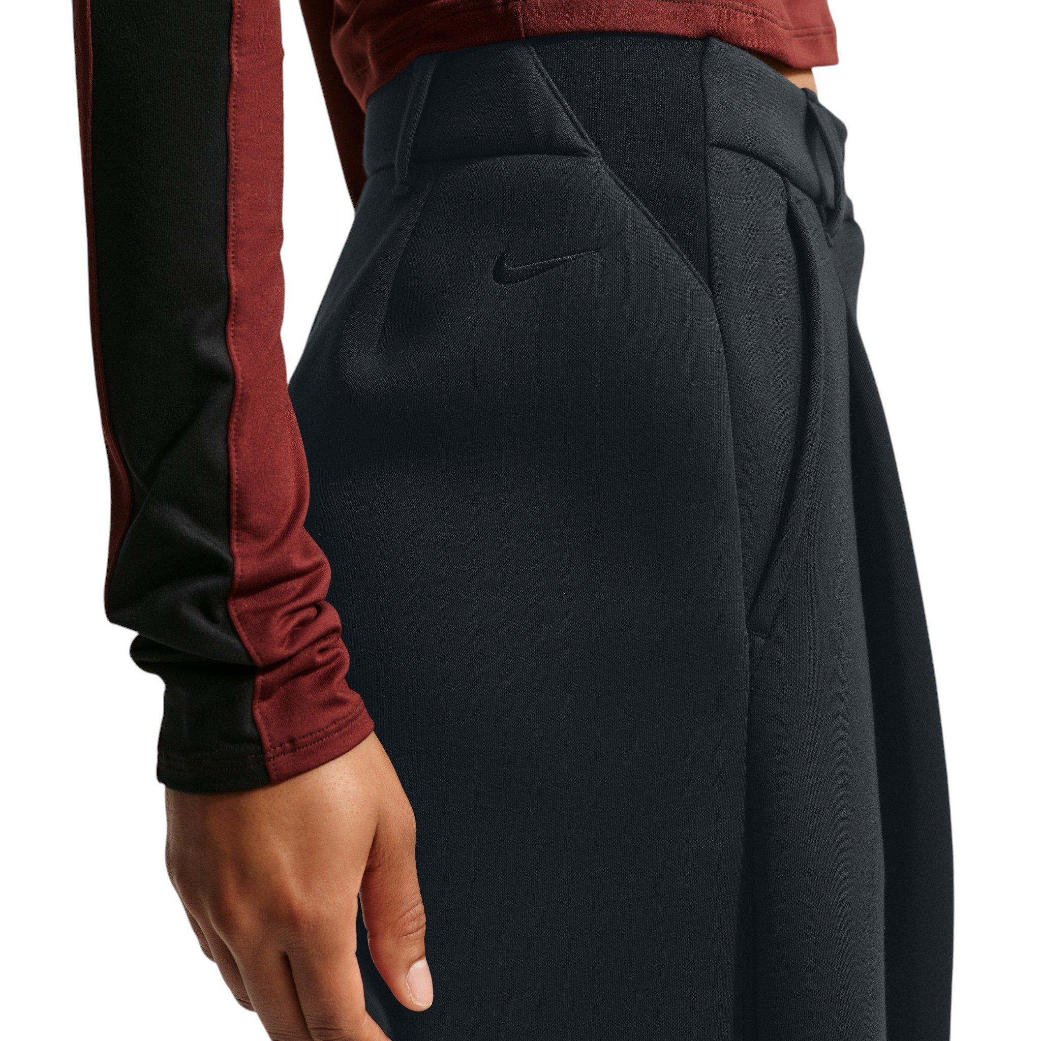 Nike Women's Article Fleece Oversized Mid-Rise Wide-Leg Pants - Black - BLACK