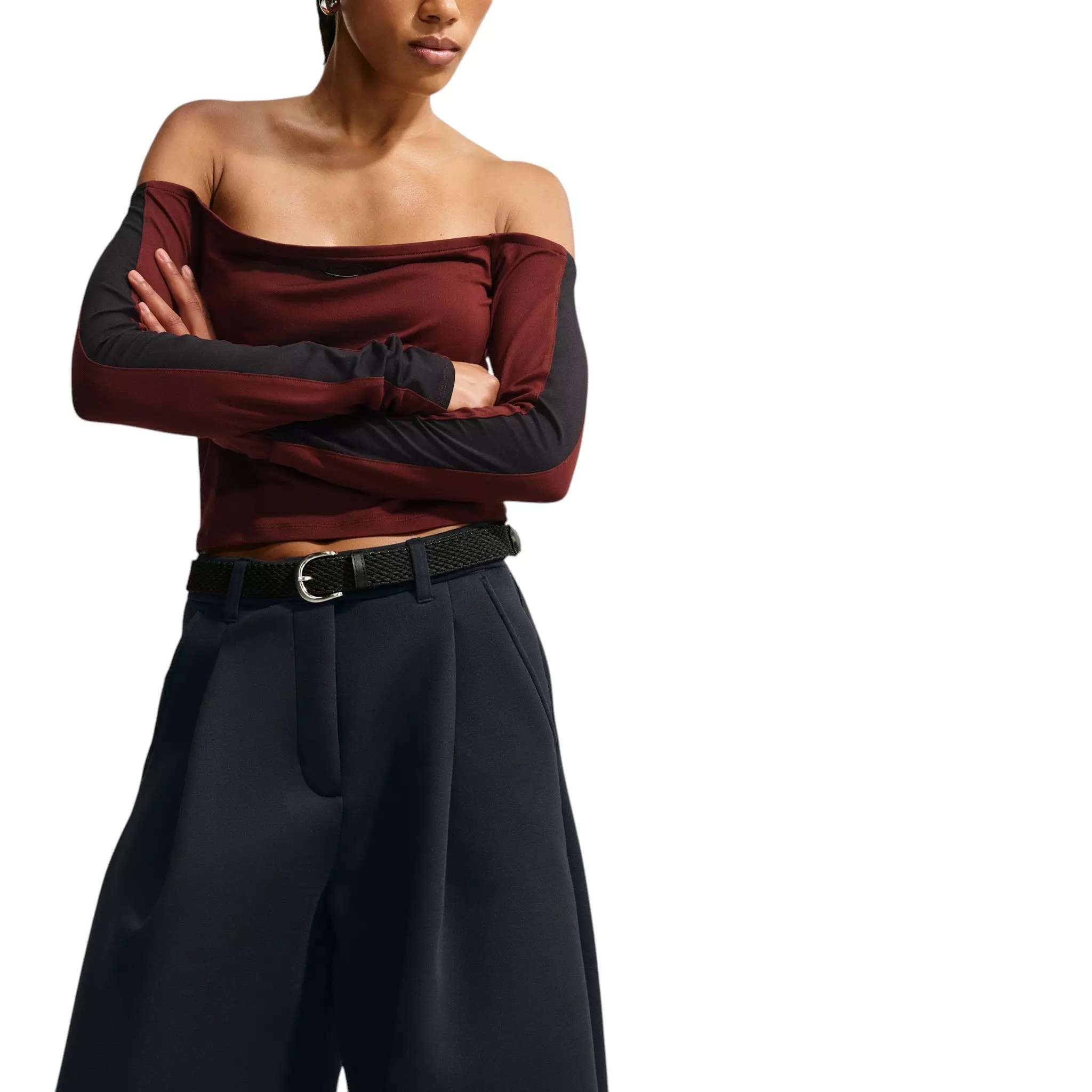 Nike Women's Article Fleece Oversized Mid-Rise Wide-Leg Pants - Black - BLACK