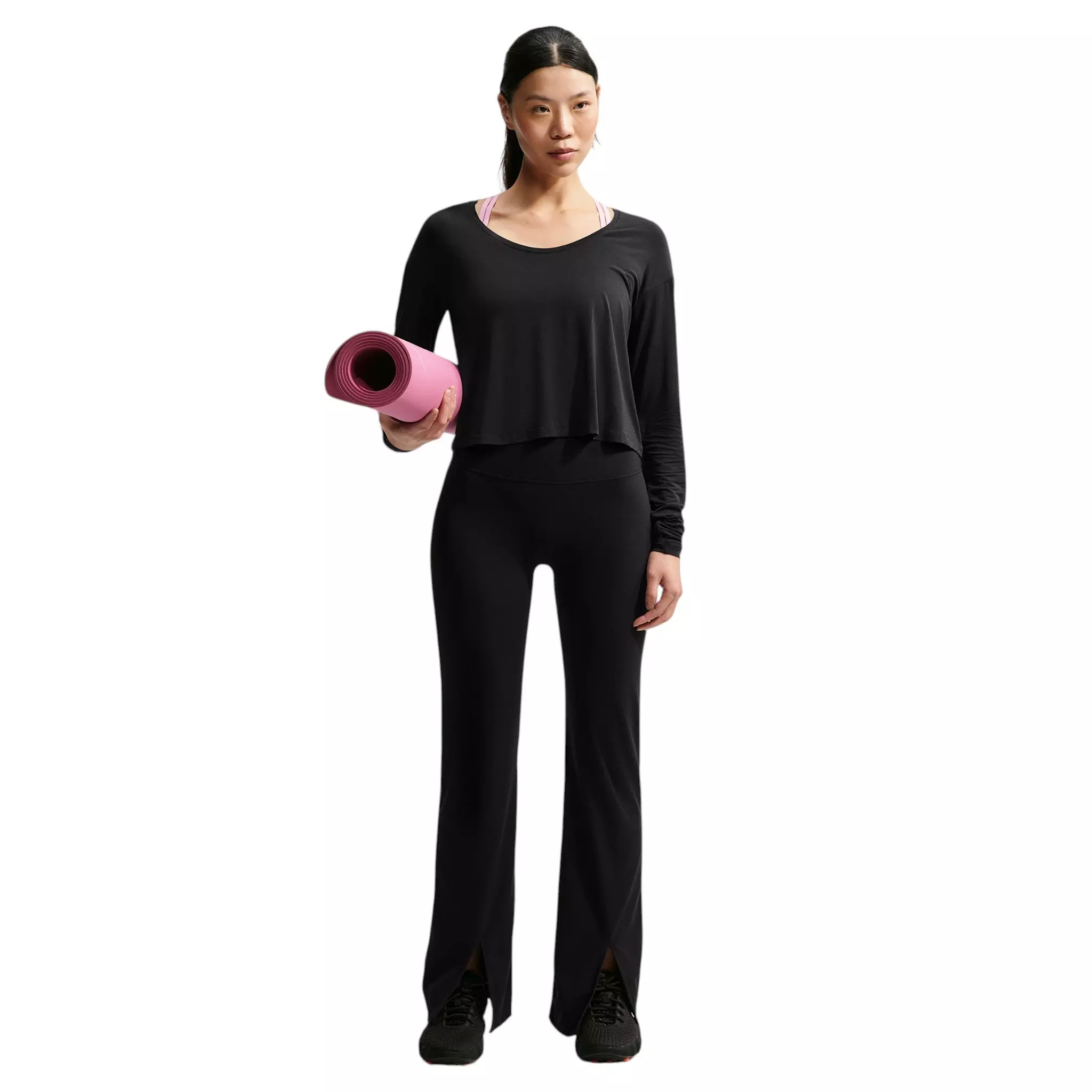 Nike Women's Zenvy Dri-FIT Long Sleeve Top - Black/Grey - BLACK/GREY