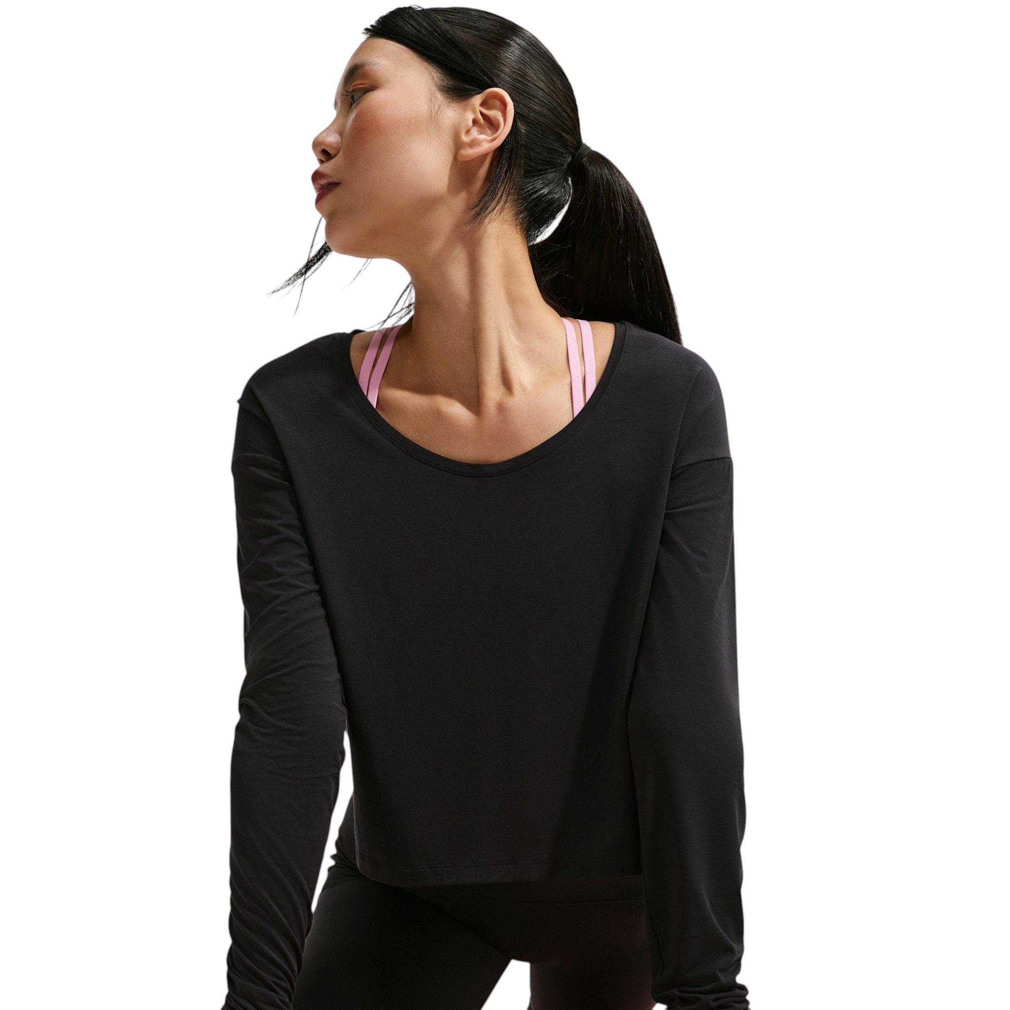 Nike Women's Zenvy Dri-FIT Long Sleeve Top - Black/Grey - BLACK/GREY