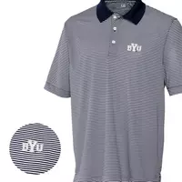 Cutter & Buck Men's BYU Cougars DryTec Trevor Stripe Shirt - NAVY/WHITE
