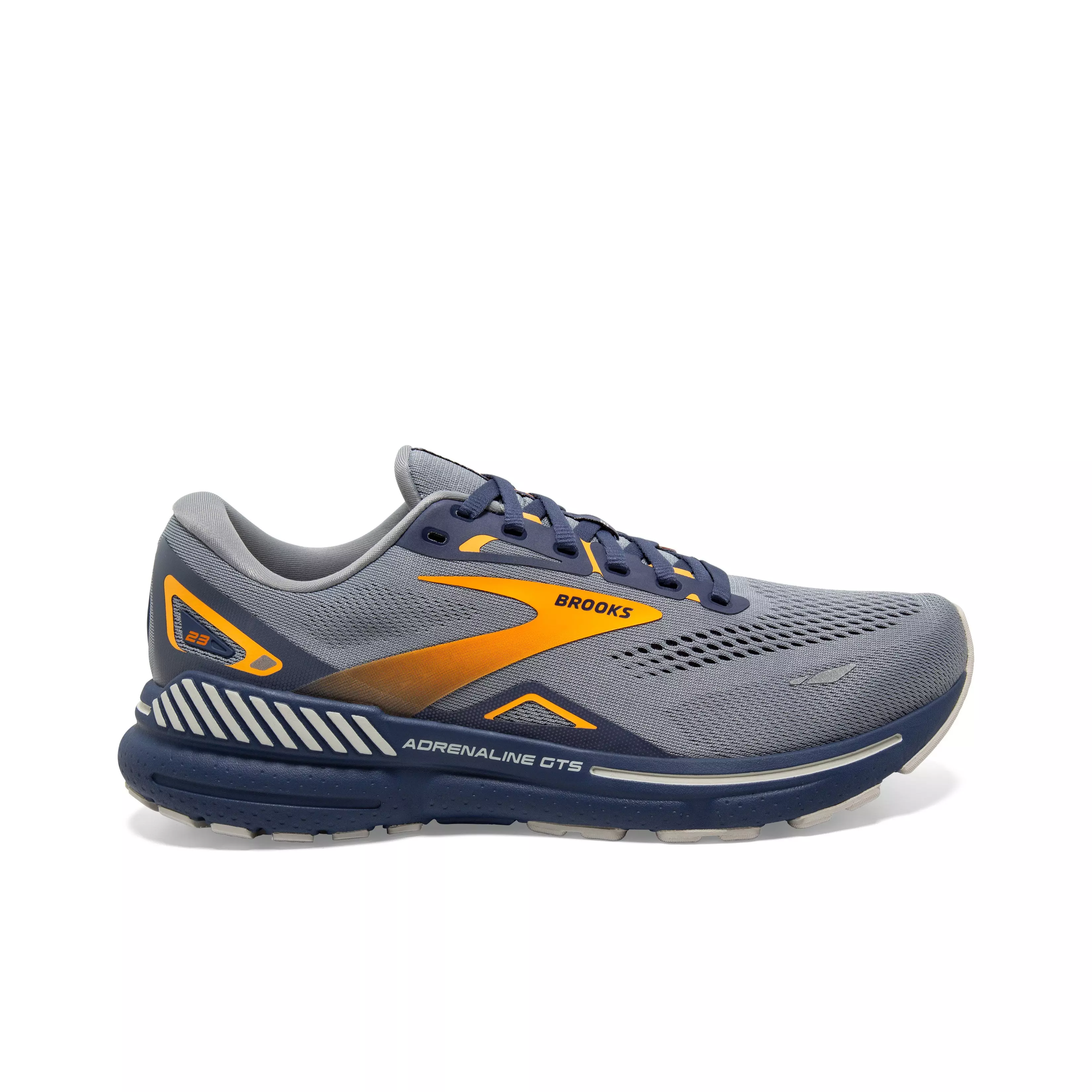Brooks Adrenaline GTS 23 "Grey/Crown Blue/Orange" Men's Running Shoe - GREY/BLUE/ORANGE