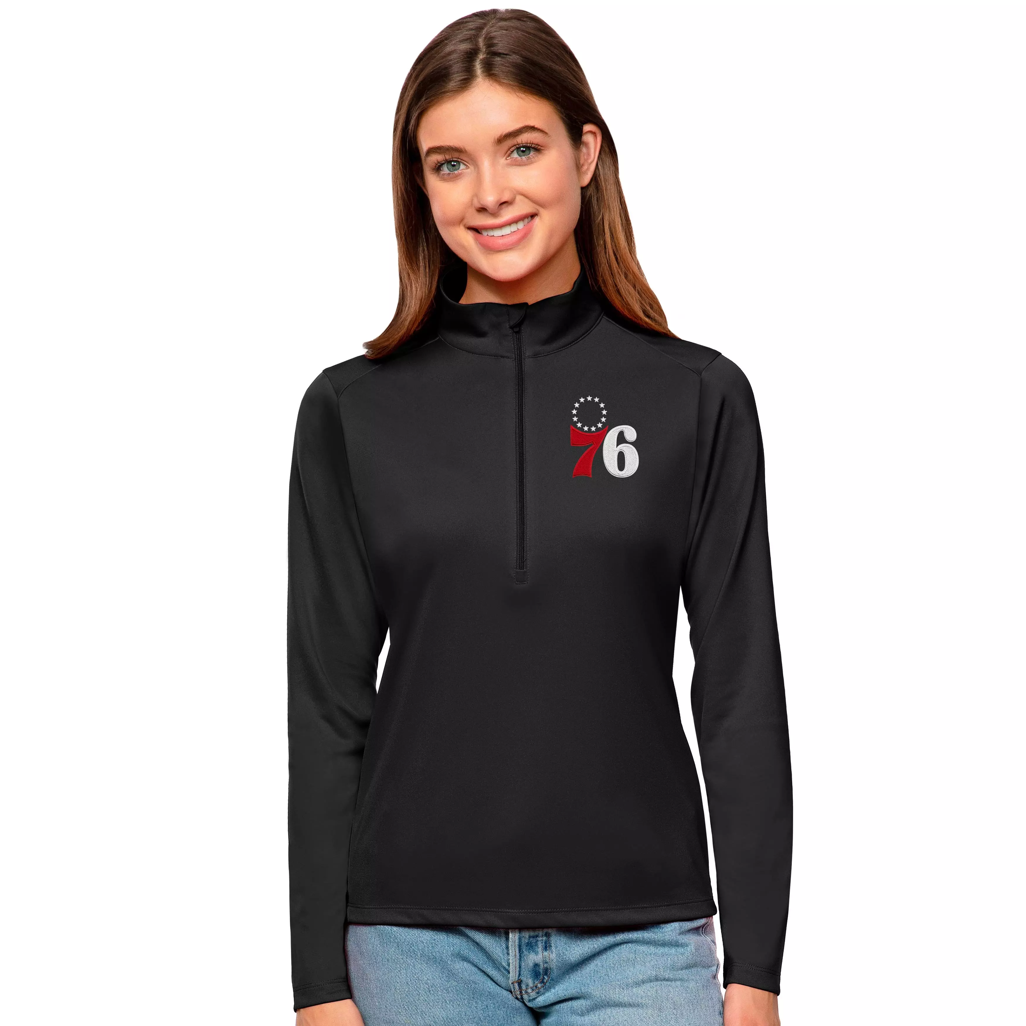 Antigua Women's Philadelphia 76ers Tribute Pullover - BLACK