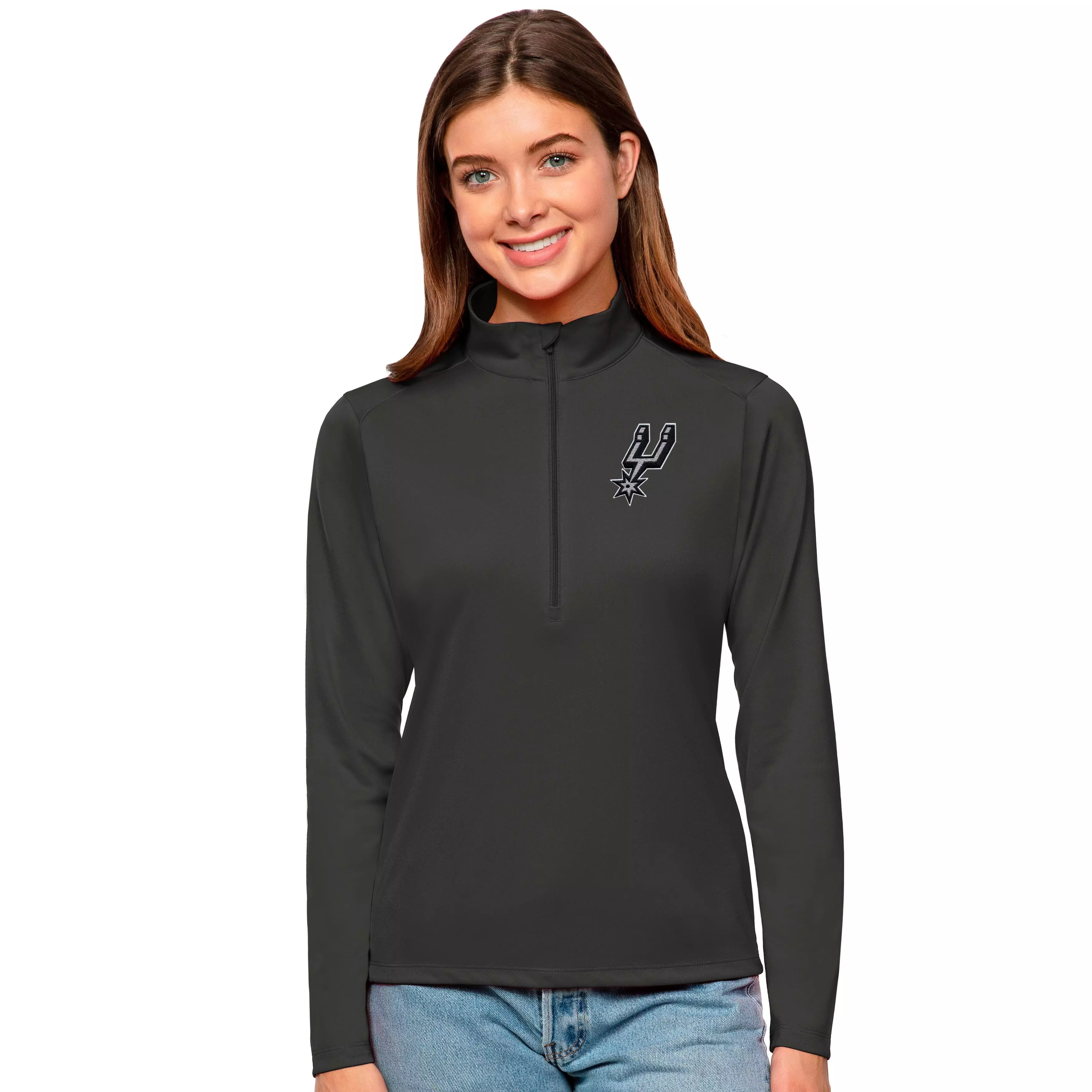 Antigua Women's San Antonio Spurs Tribute Pullover - SMOKE