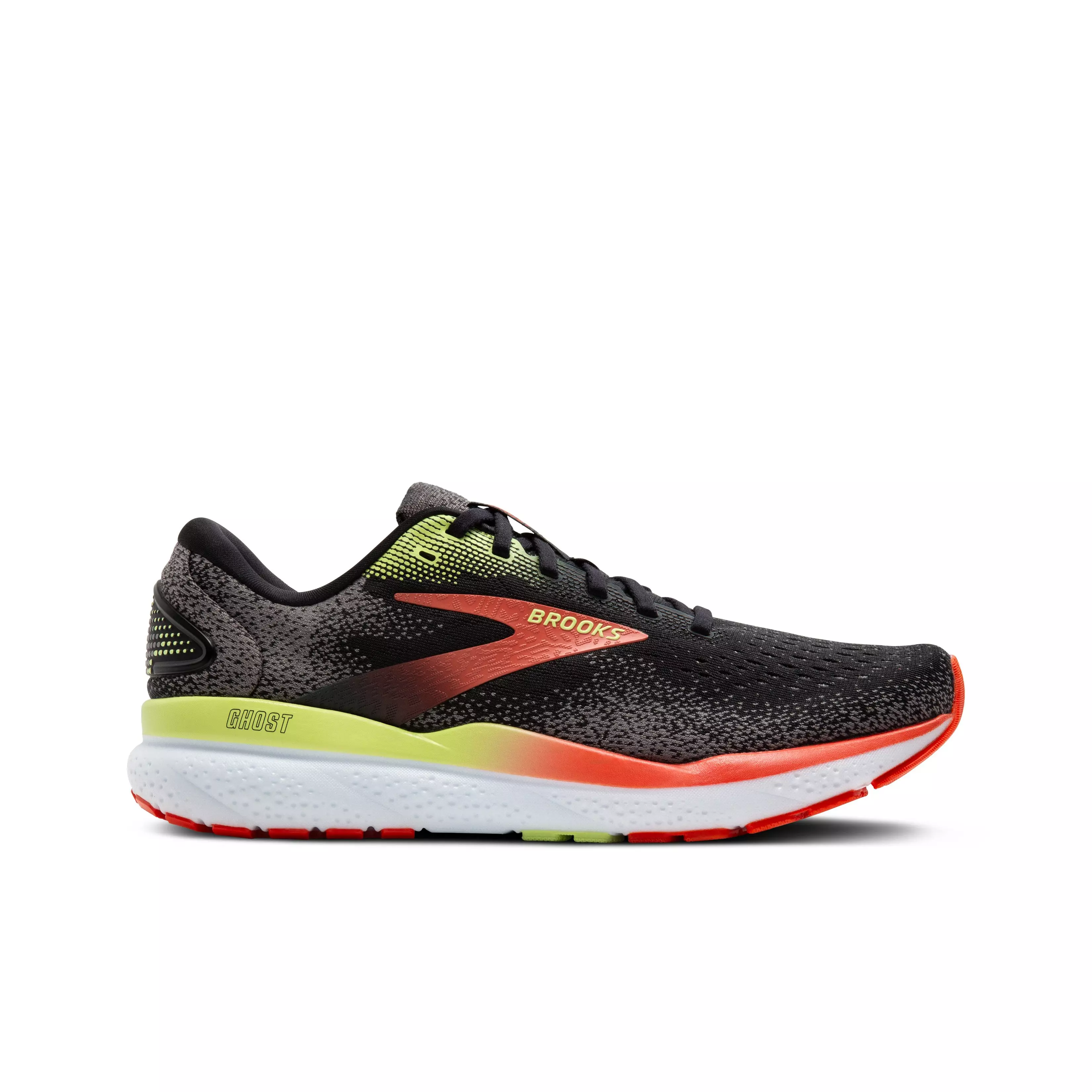 Brooks Ghost 16 "Black/Mandarin Red/Green" Men's Running Shoe - BLACK/RED/GREEN