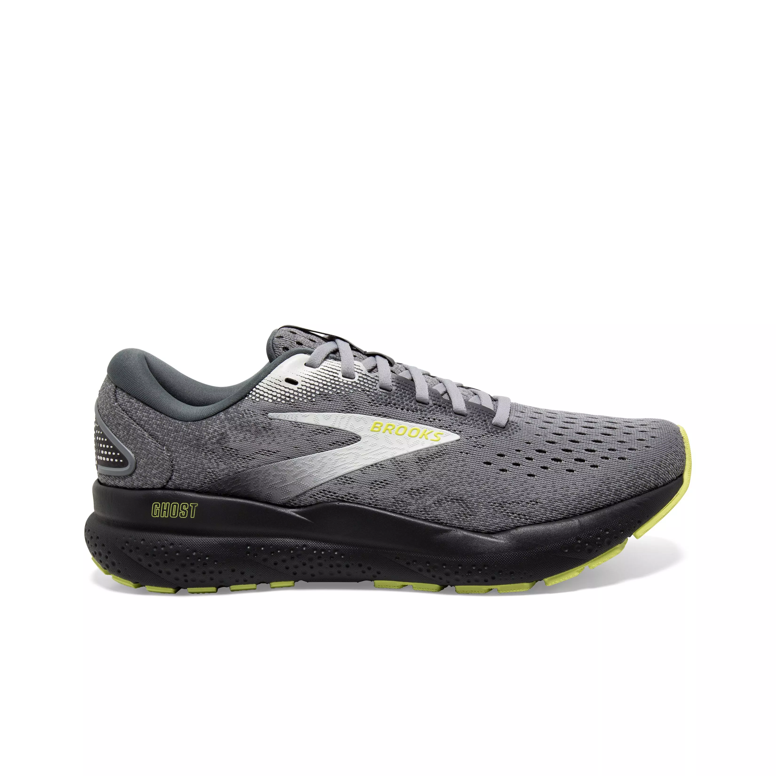 Brooks Ghost 16 "Primer/Grey/Lime" Men's Wide Running Shoe - PRIMER/GREY/LIME