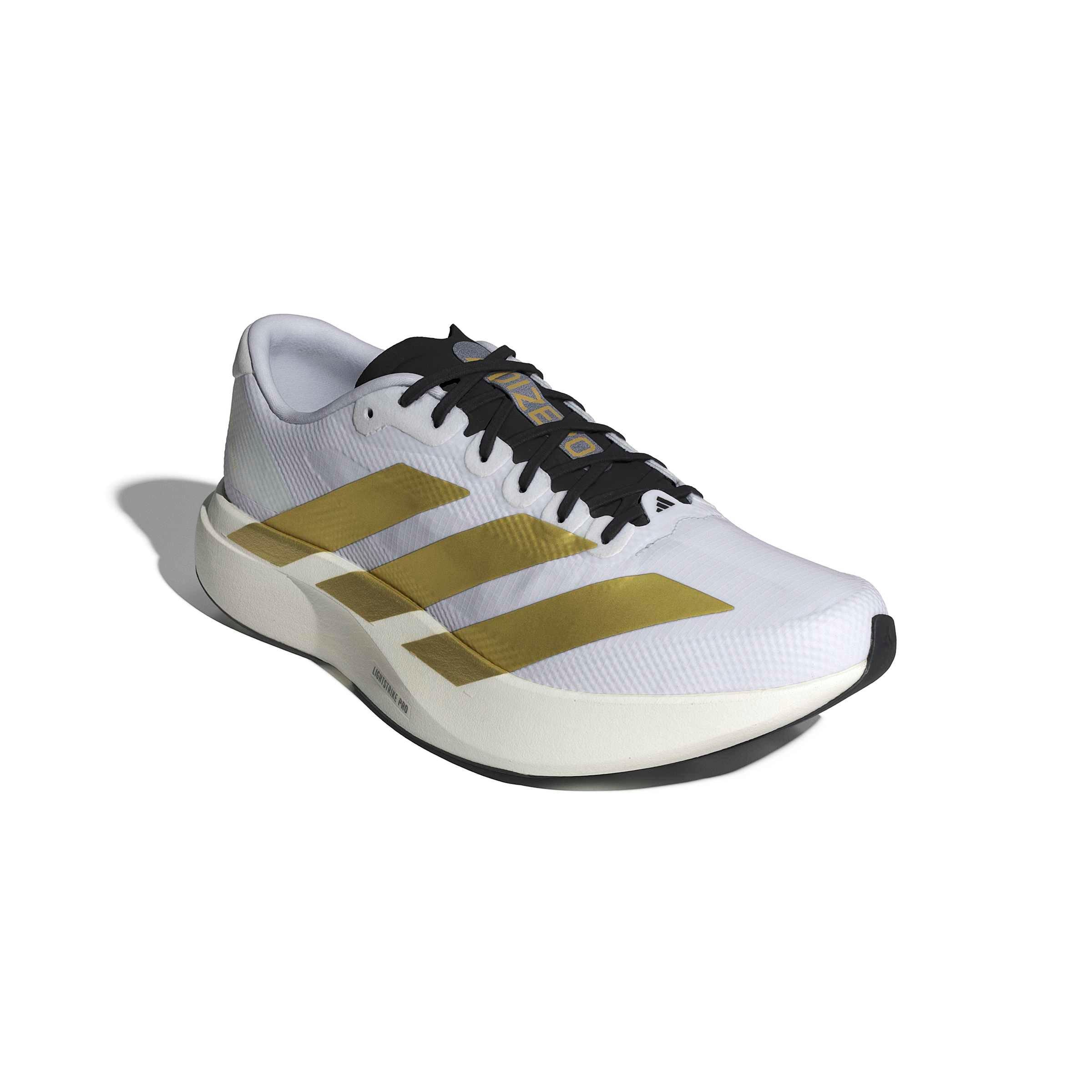 adidas Adizero EVO SL "Ftwr White/Matte Gold/Core Black" Men's Running Shoe - WHITE/GOLD/BLACK Thumbnail View 3