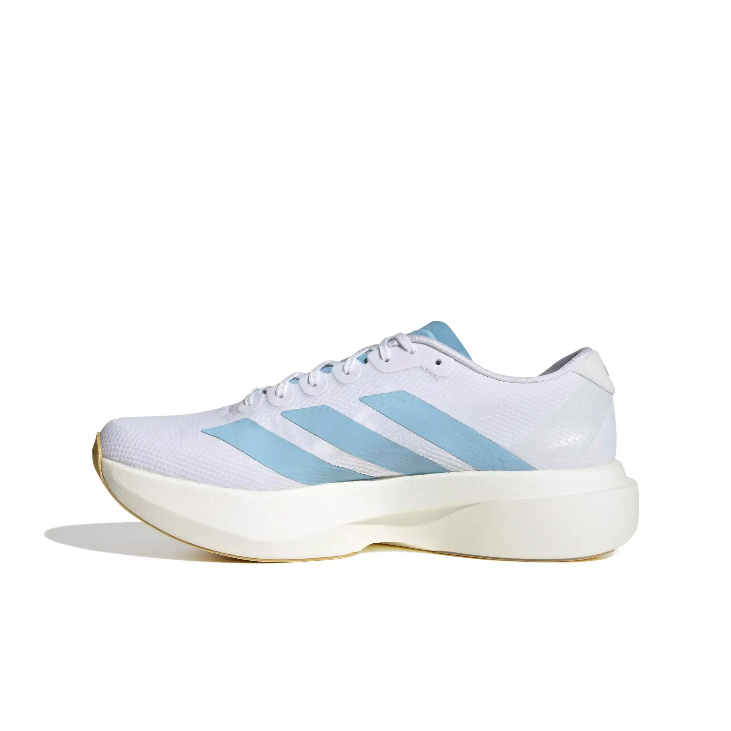 adidas Adizero EVO SL "Ftwr White/Clear Blue/Matte Gold" Men's Running Shoe - WHITE/BLUE/GOLD