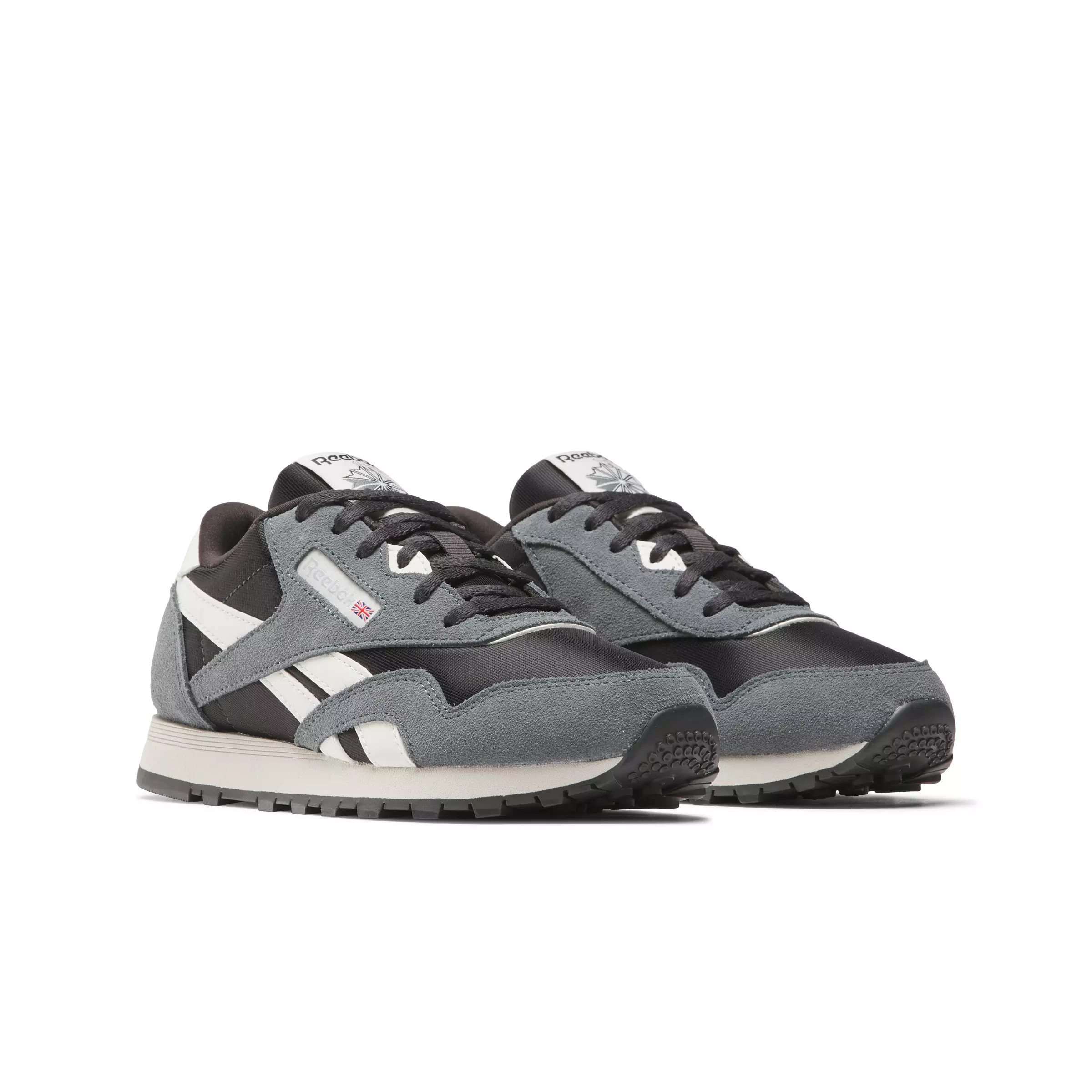 Reebok CL Nylon "Grey/Black/White" Grade School Boys' Shoe - GREY/BLACK/WHITE
