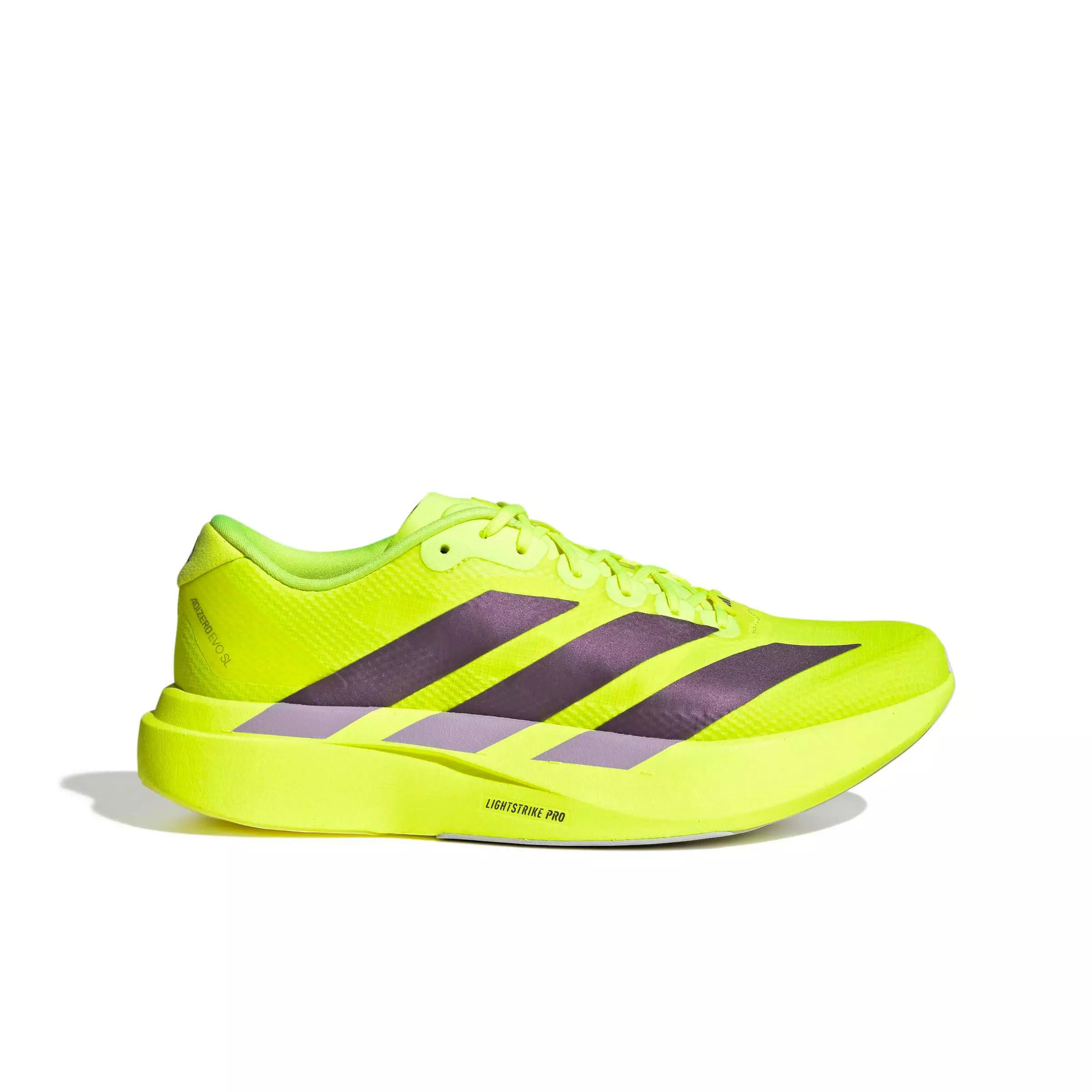 adidas Adizero EVO SL Woven "Solar Yellow/Aurora Plum/Powder Plum" Men's Running Shoe - YELLOW/PLUM/PLUM