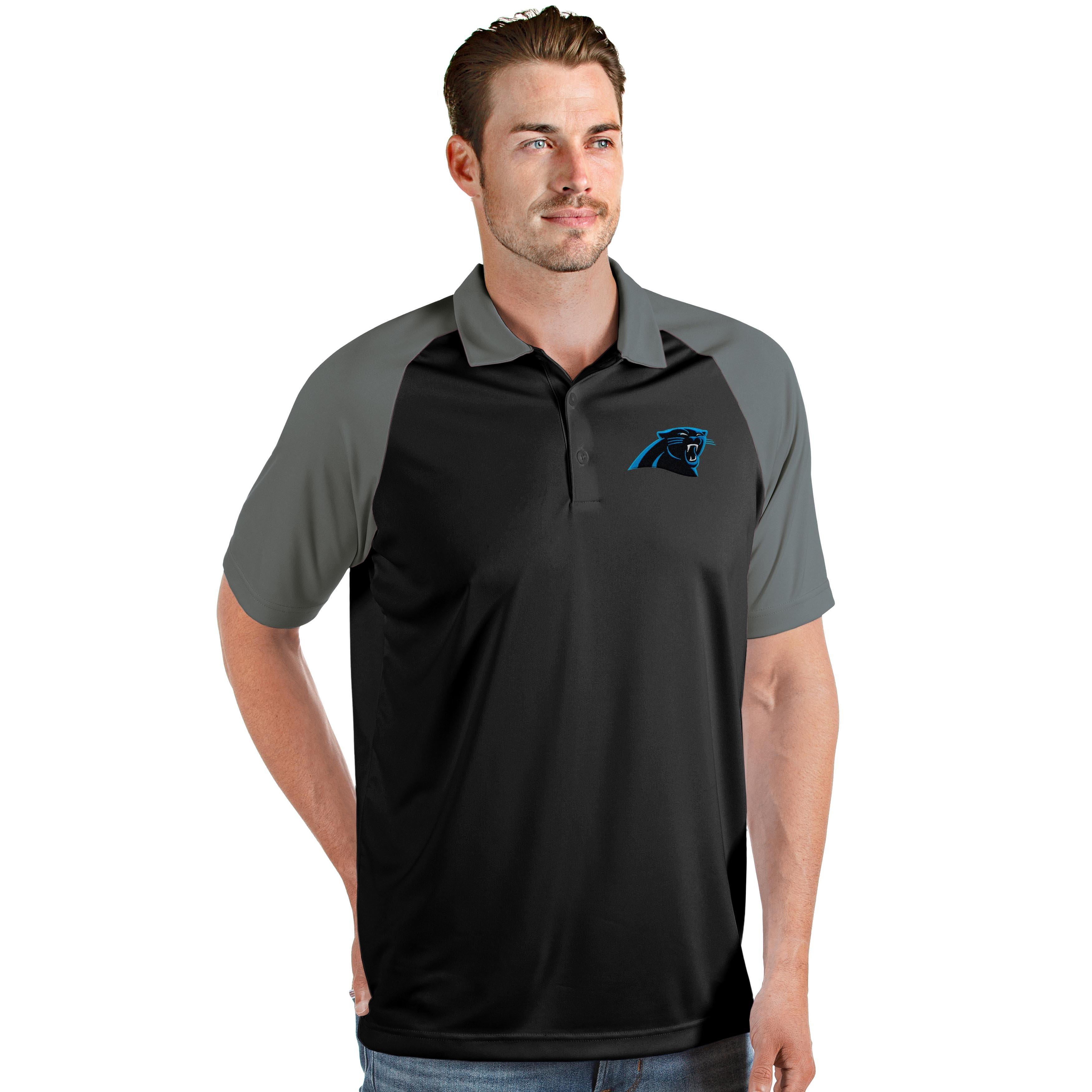 Carolina Panthers Antigua Men's 3 Button Blue, White Polo Shirt S/S XL