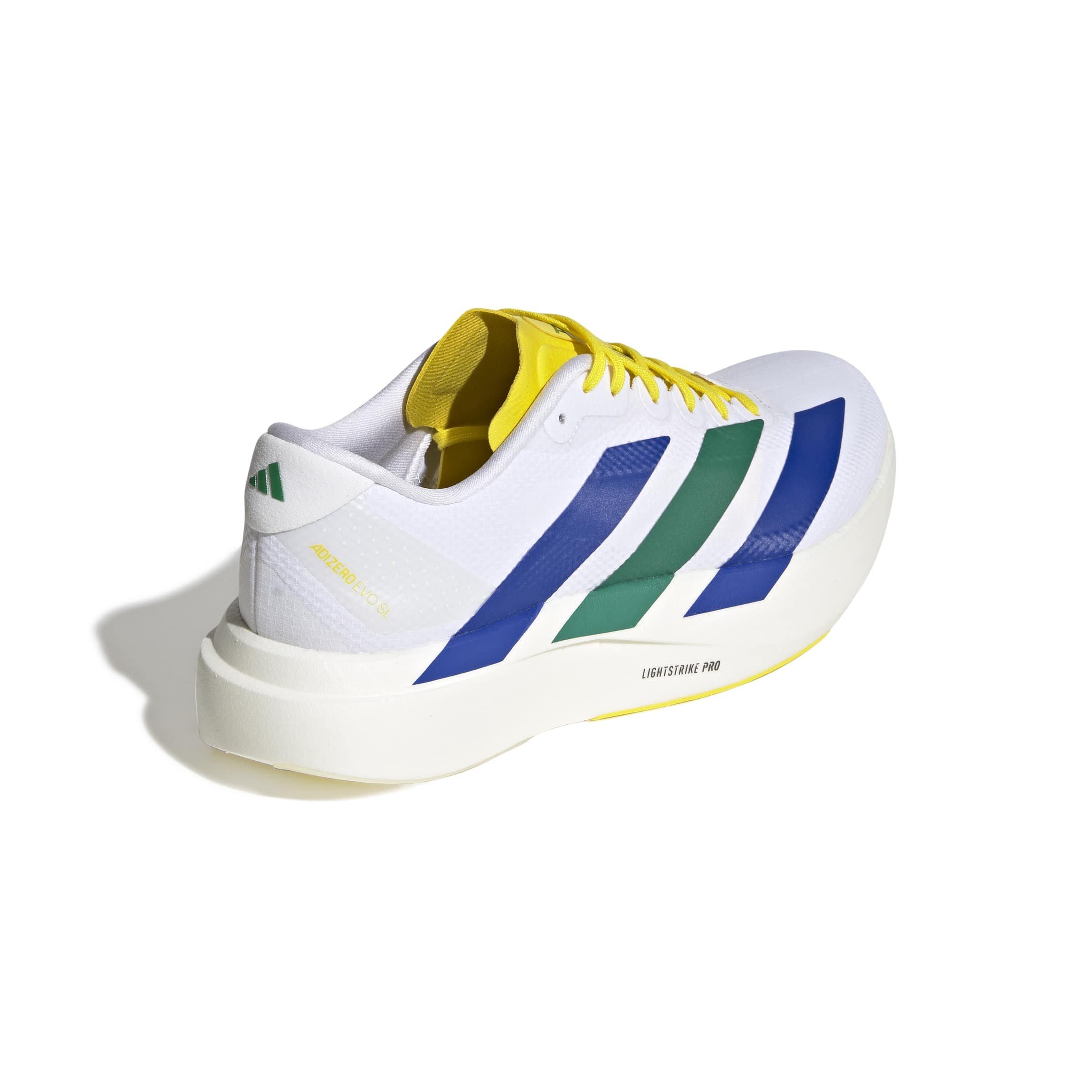 adidas Adizero EVO SL "Yellow/Team Royal Blue/Iron Metallic" Men's Running Shoe - YELLOW/ROYAL/IRON Thumbnail View 4