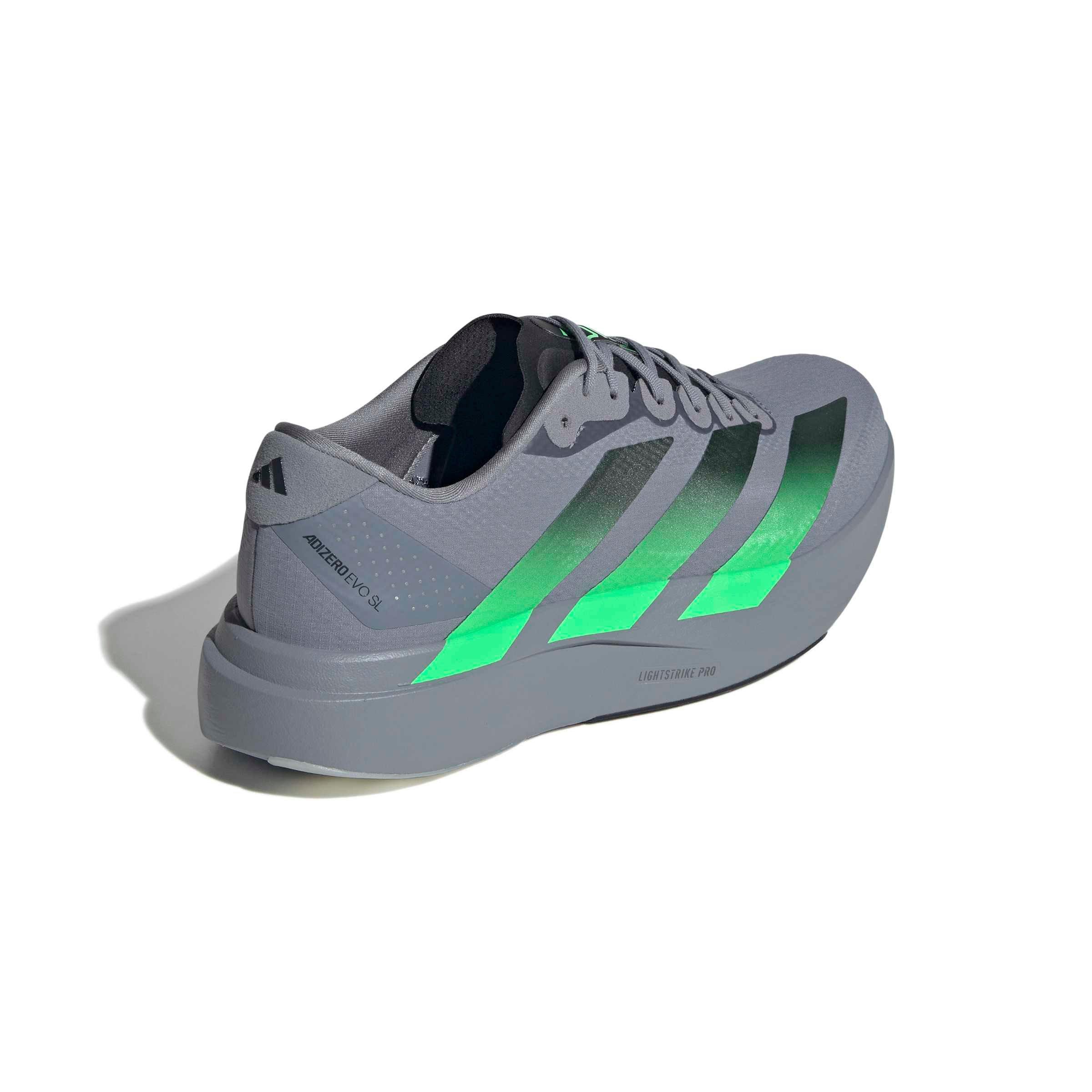 adidas Adizero EVO SL "Grey/Screaming Green/Carbon" Men's Running Shoe - GREY/GREEN/CARBON Thumbnail View 4