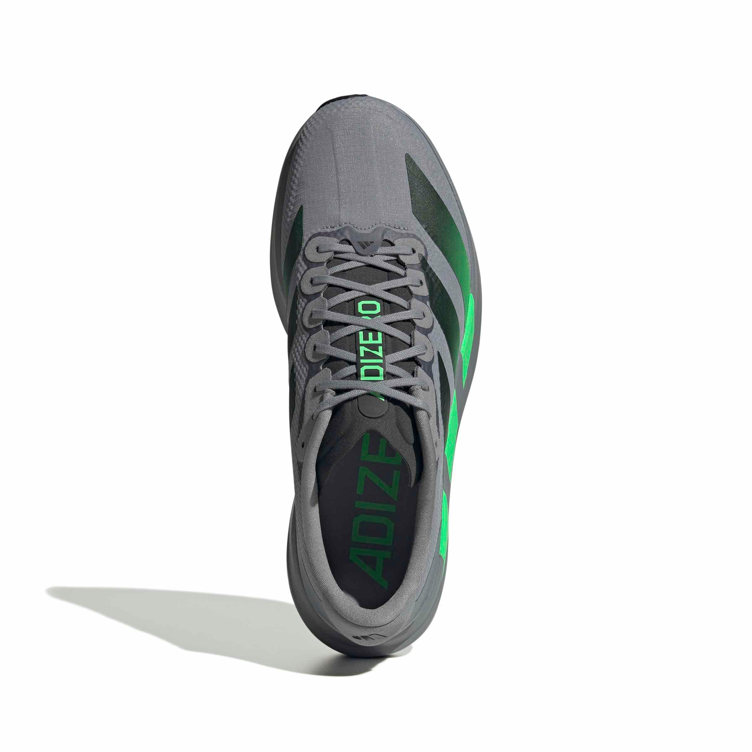adidas Adizero EVO SL "Grey/Screaming Green/Carbon" Men's Running Shoe - GREY/GREEN/CARBON Thumbnail View 5