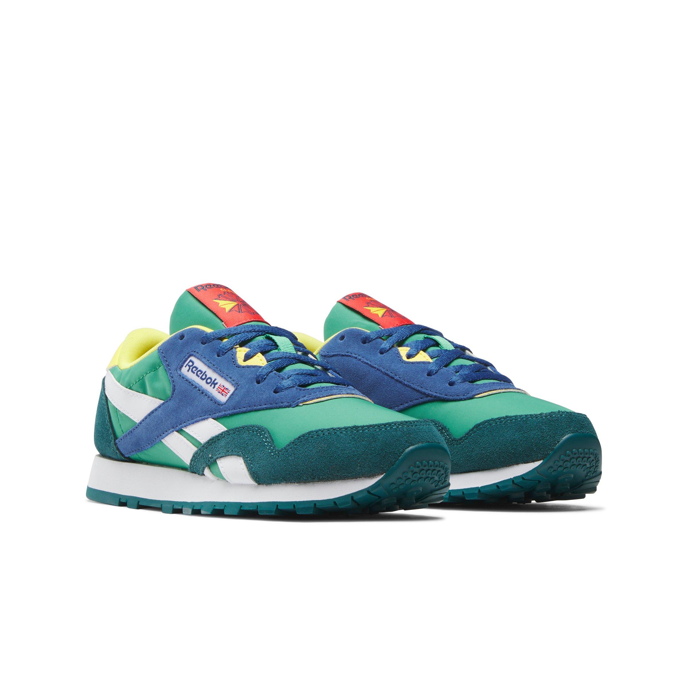 Reebok CL Nylon Grade School Boys' "Green/Blue/White" Shoe