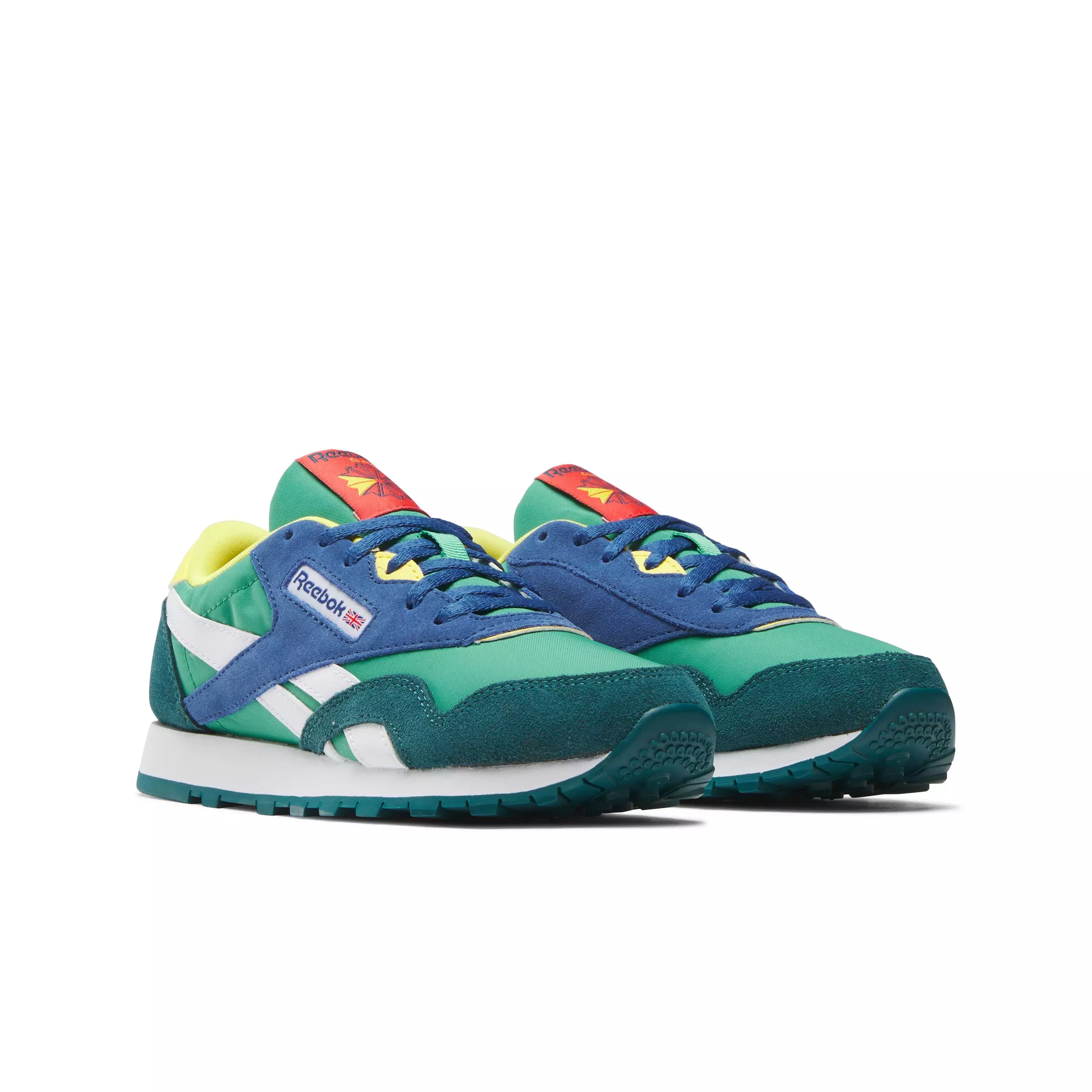 Reebok CL Nylon "Green/Blue/White" Grade School Boys' Shoe - GREEN/BLUE/WHITE