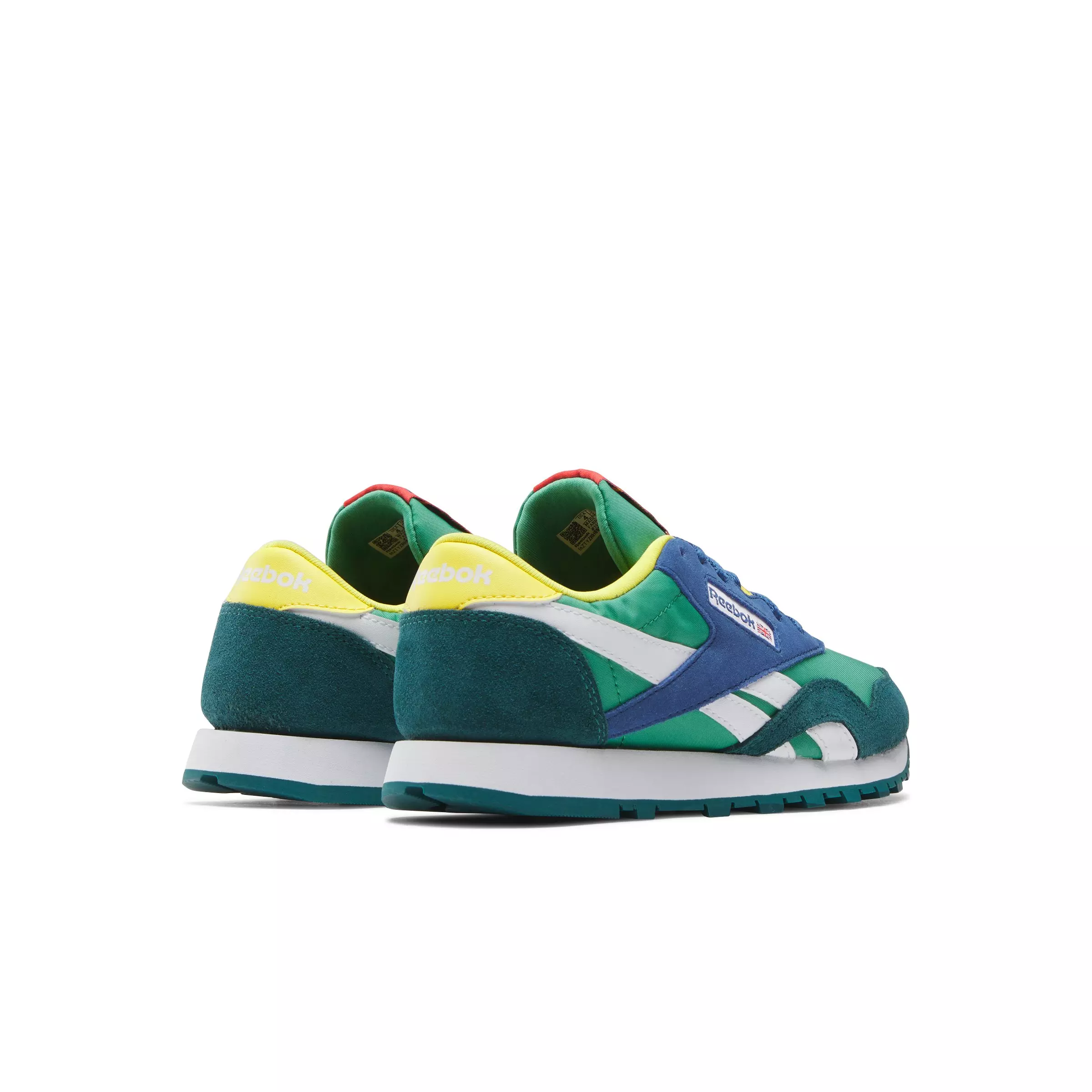 Reebok CL Nylon "Green/Blue/White" Grade School Boys' Shoe - GREEN/BLUE/WHITE