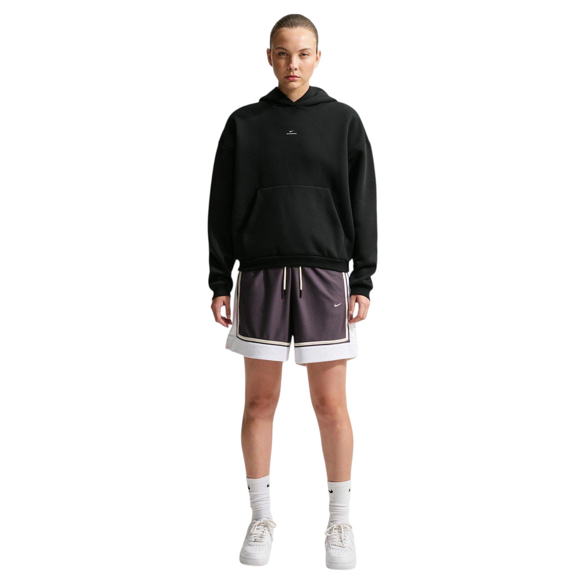 Nike Women's Standard Issue Brushed Pullover Therma-FIT Basketball Hoodie - Black/Off-White - BLACK/OFF-WHITE