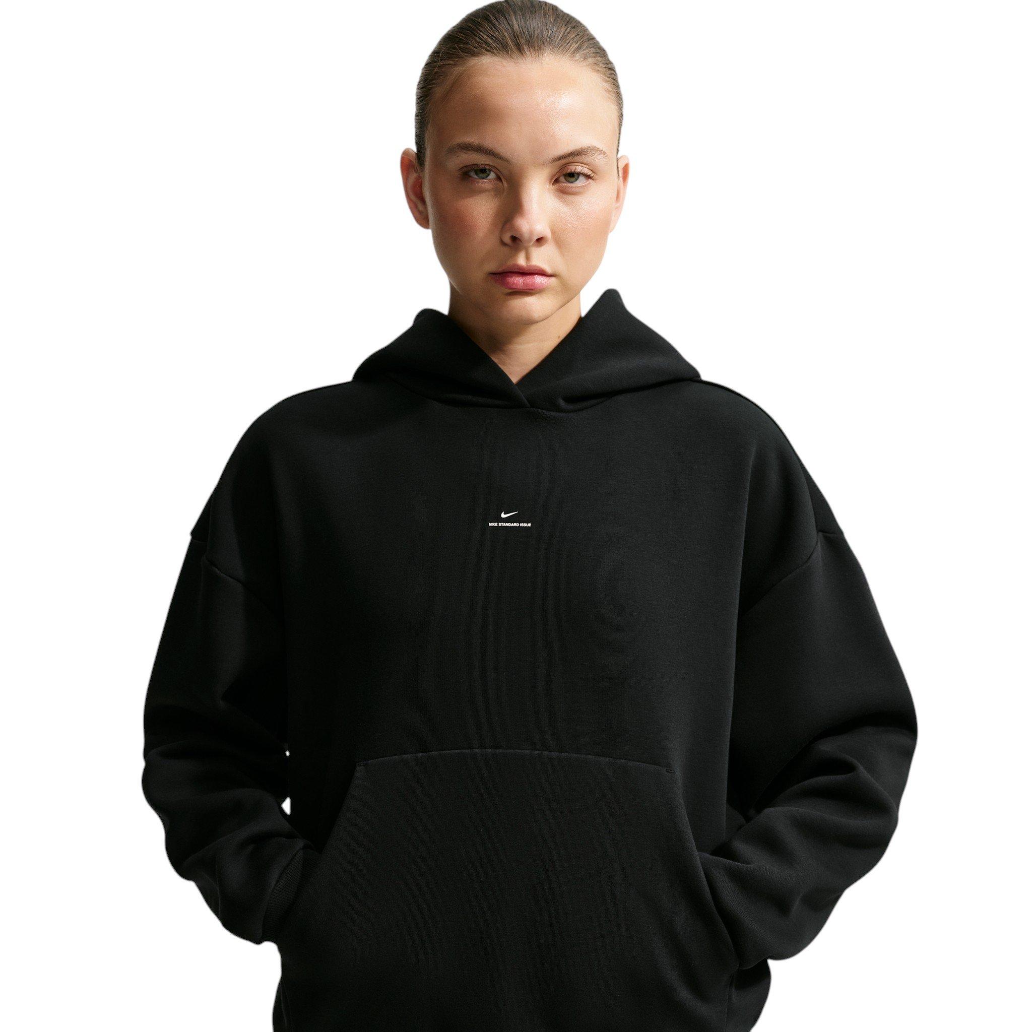 Nike Women's Standard Issue Brushed Pullover Therma-FIT Basketball Hoodie - Black/Off-White - BLACK/OFF-WHITE