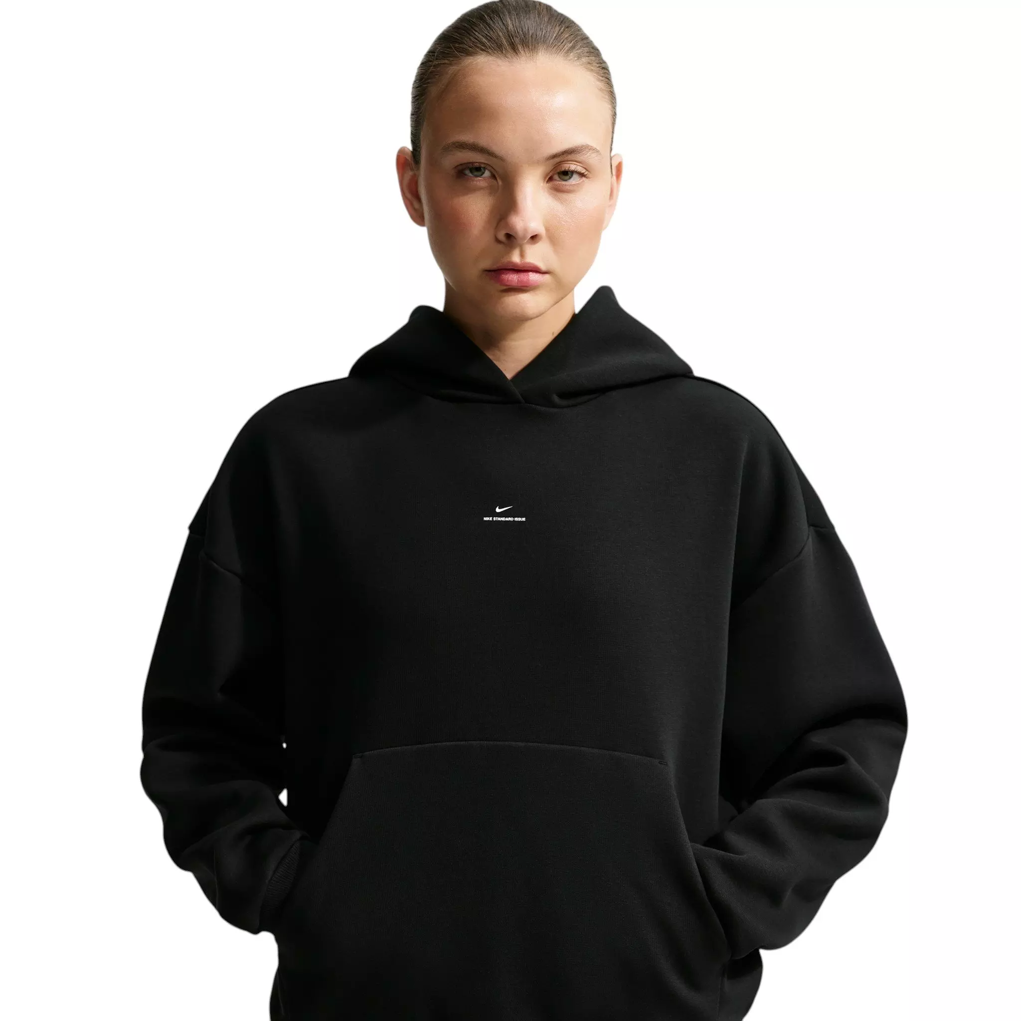Nike Women's Standard Issue Brushed Pullover Therma-FIT Basketball Hoodie - Black/Off-White - BLACK/OFF-WHITE