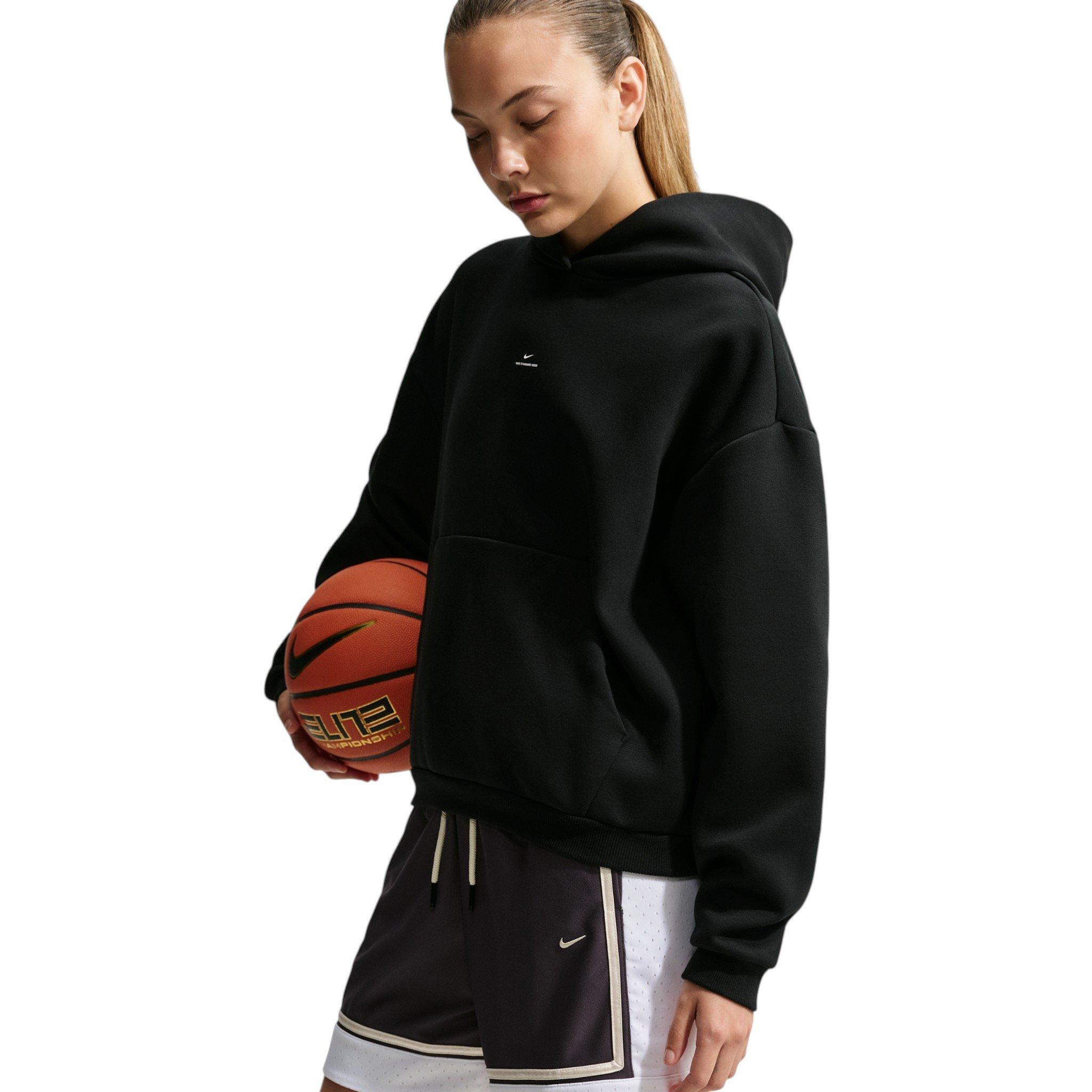 Nike Women's Standard Issue Brushed Pullover Therma-FIT Basketball Hoodie - Black/Off-White - BLACK/OFF-WHITE