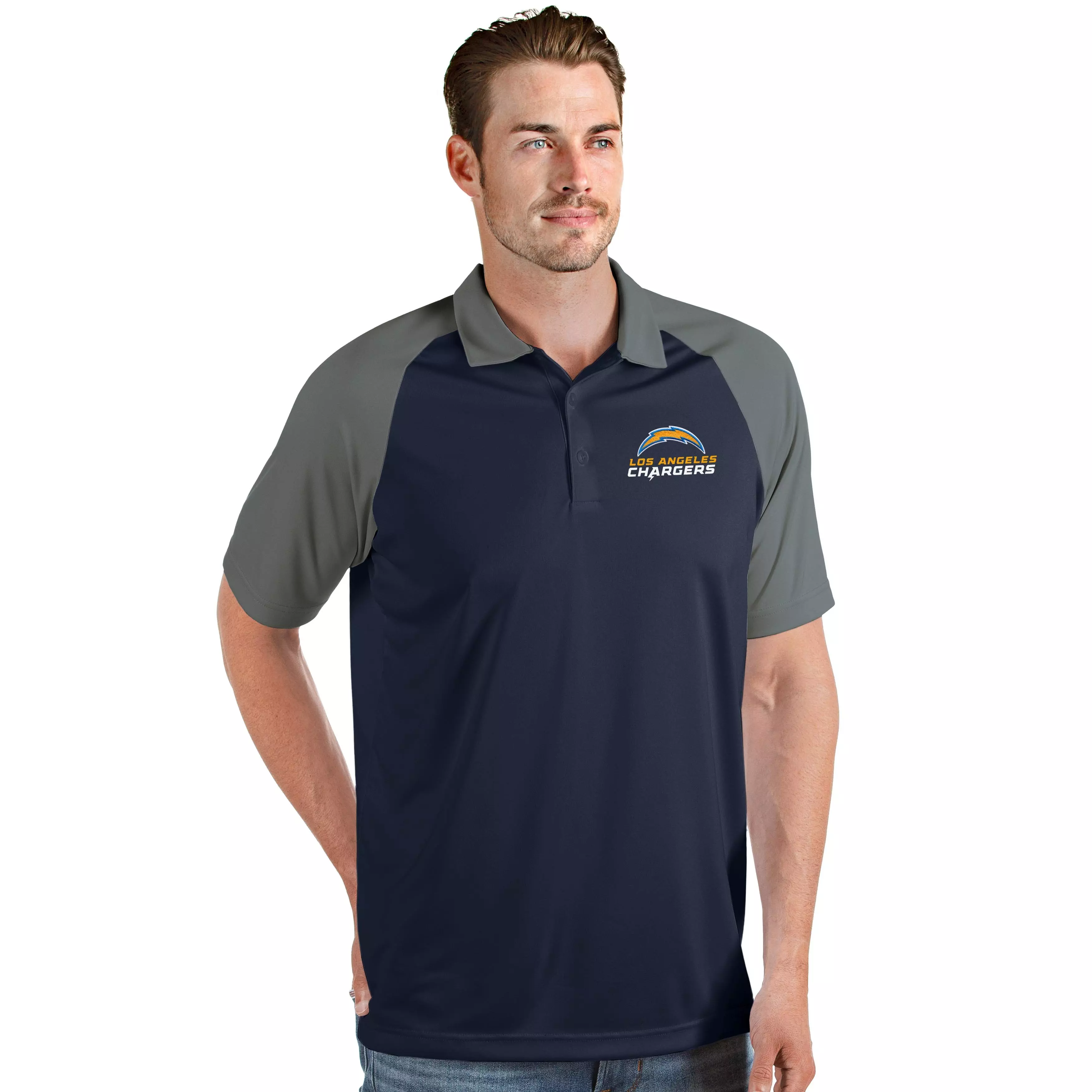 Antigua Men's Los Angeles Chargers Nova Polo - NAVY/GREY