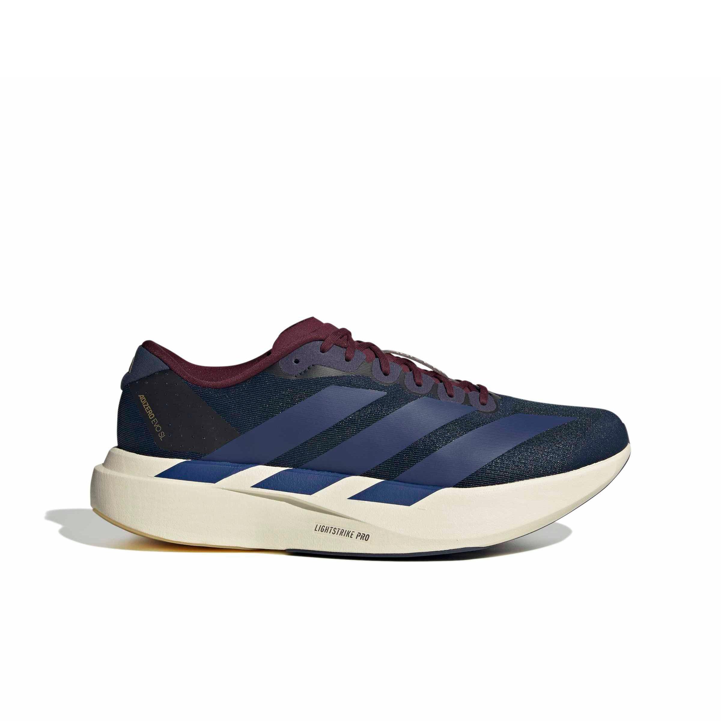 adidas Adizero EVO SL "Collegiate Navy/Muted Purple/Maroon" Men's Running Shoe - NAVY/PURPLE/MAROON Thumbnail View 1