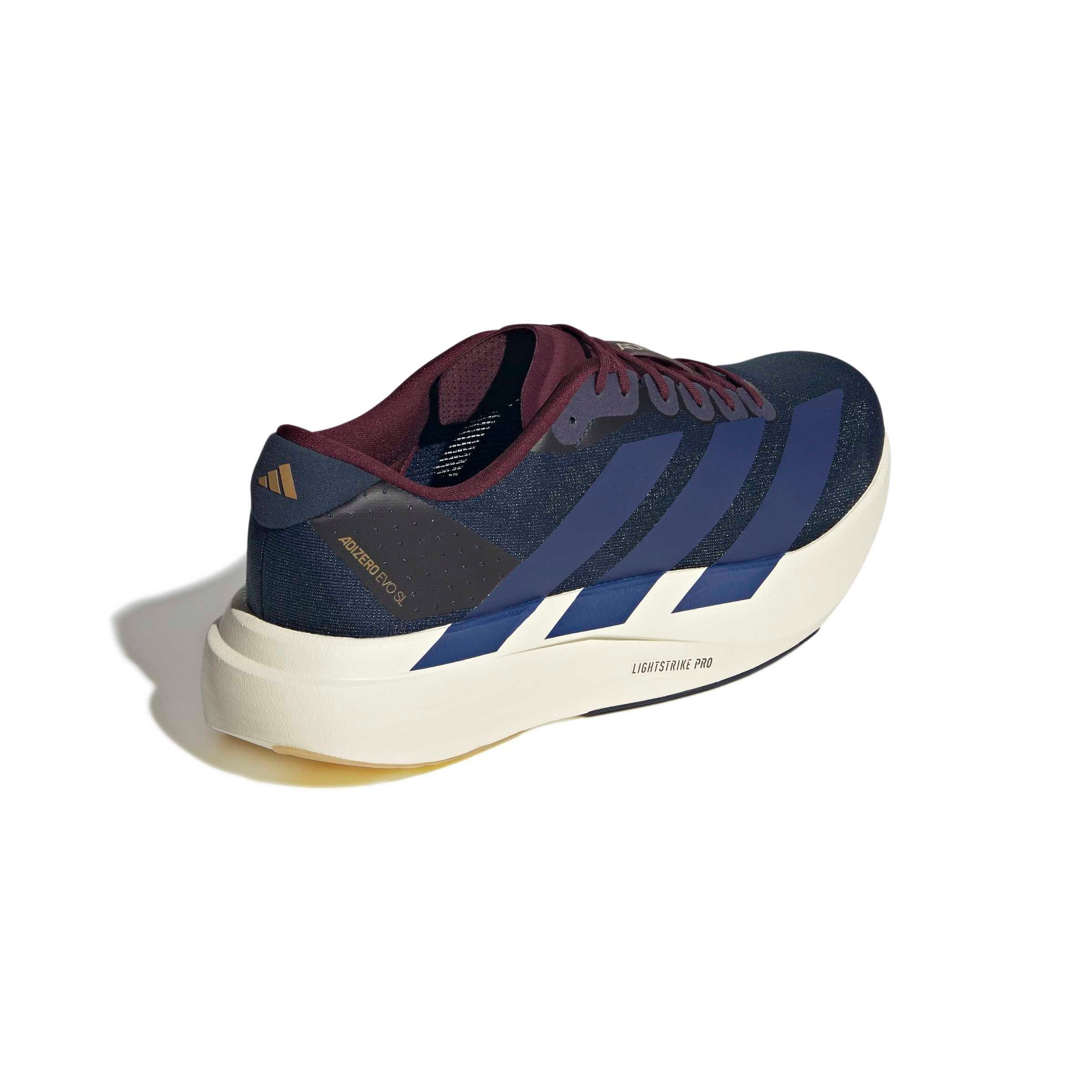 adidas Adizero EVO SL "Collegiate Navy/Muted Purple/Maroon" Men's Running Shoe - NAVY/PURPLE/MAROON Thumbnail View 4