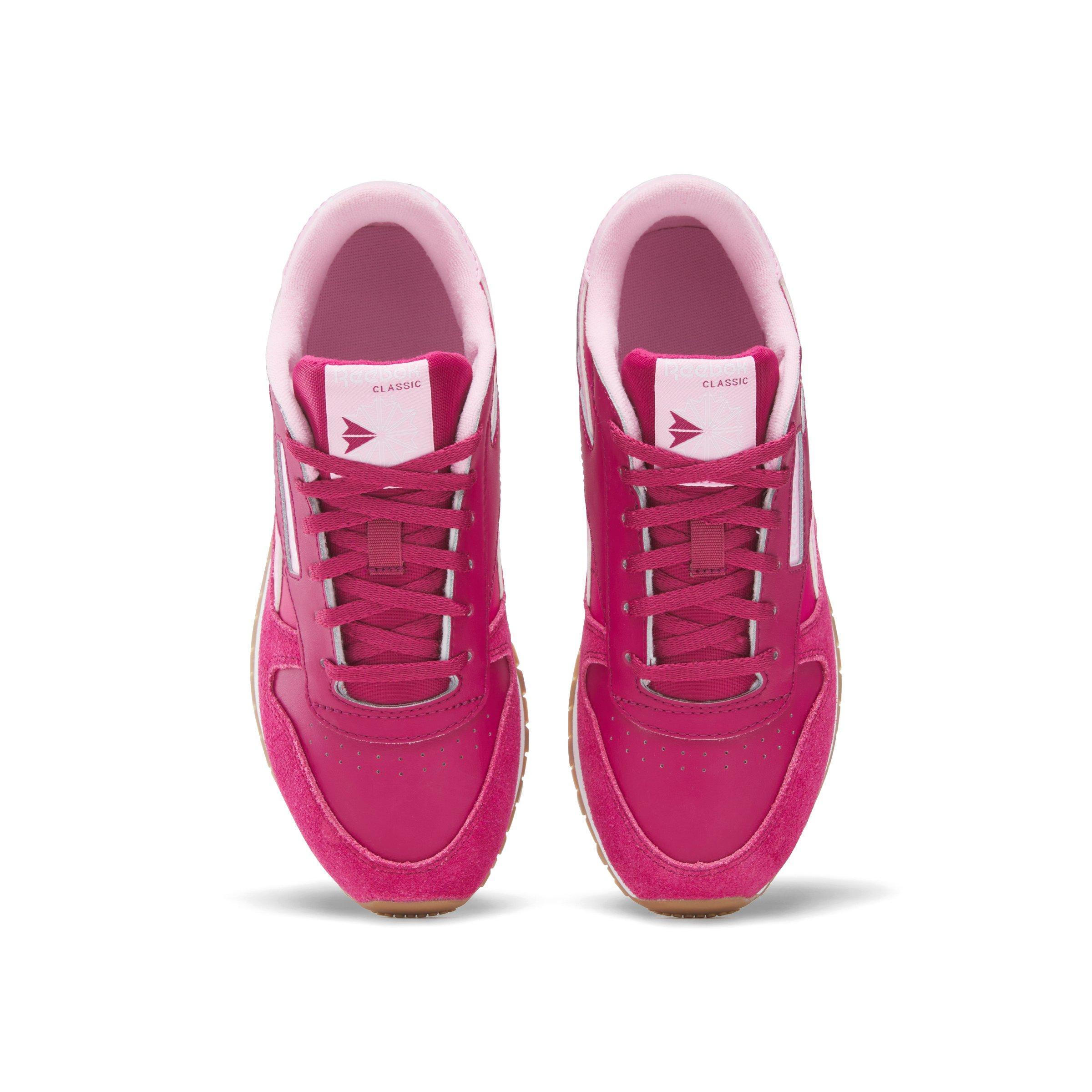 Reebok Classic Leather Grade School Girls' "Dark Pink/Pink" Shoe