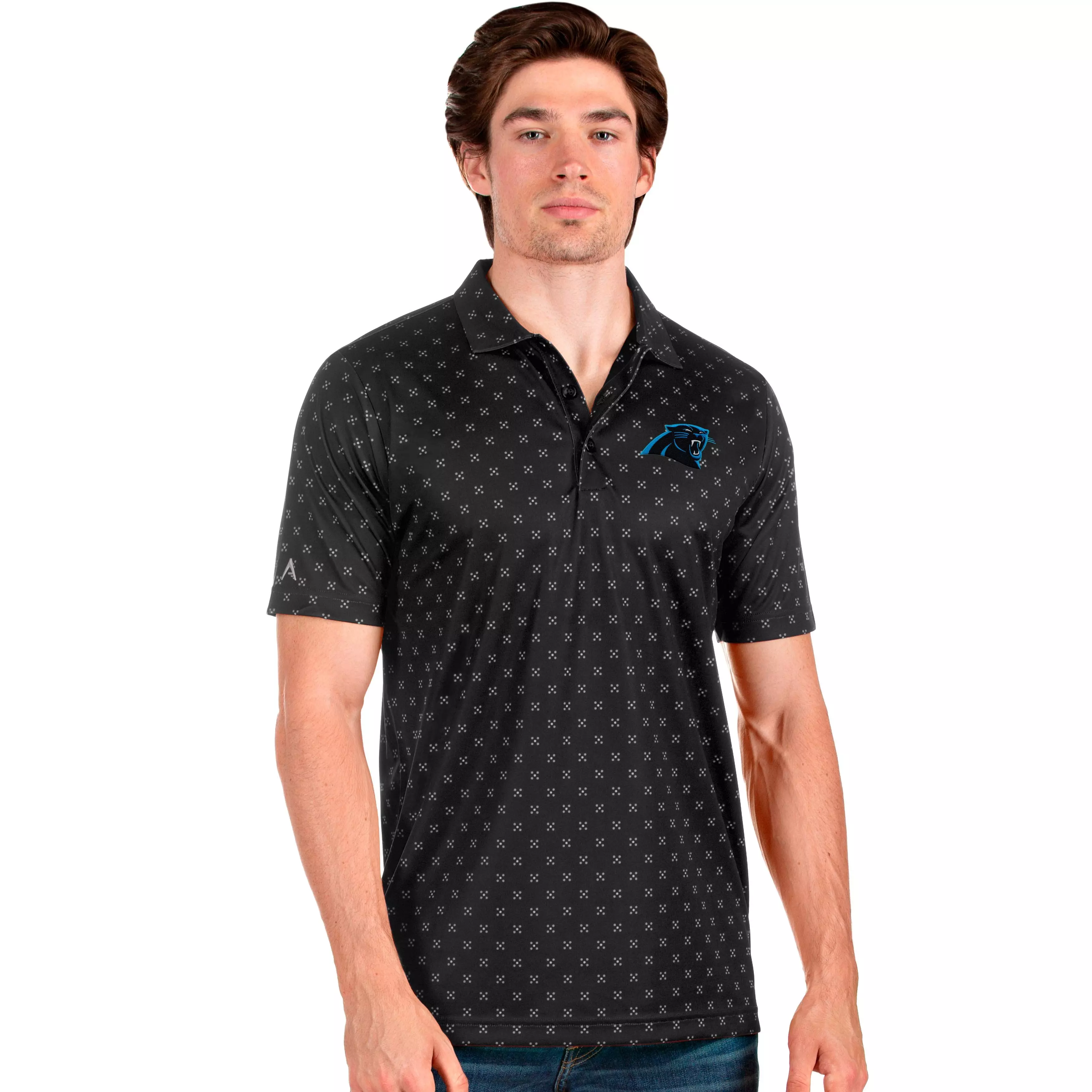 Antigua Men's Carolina Panthers Spark Polo - BLACK/MULTI