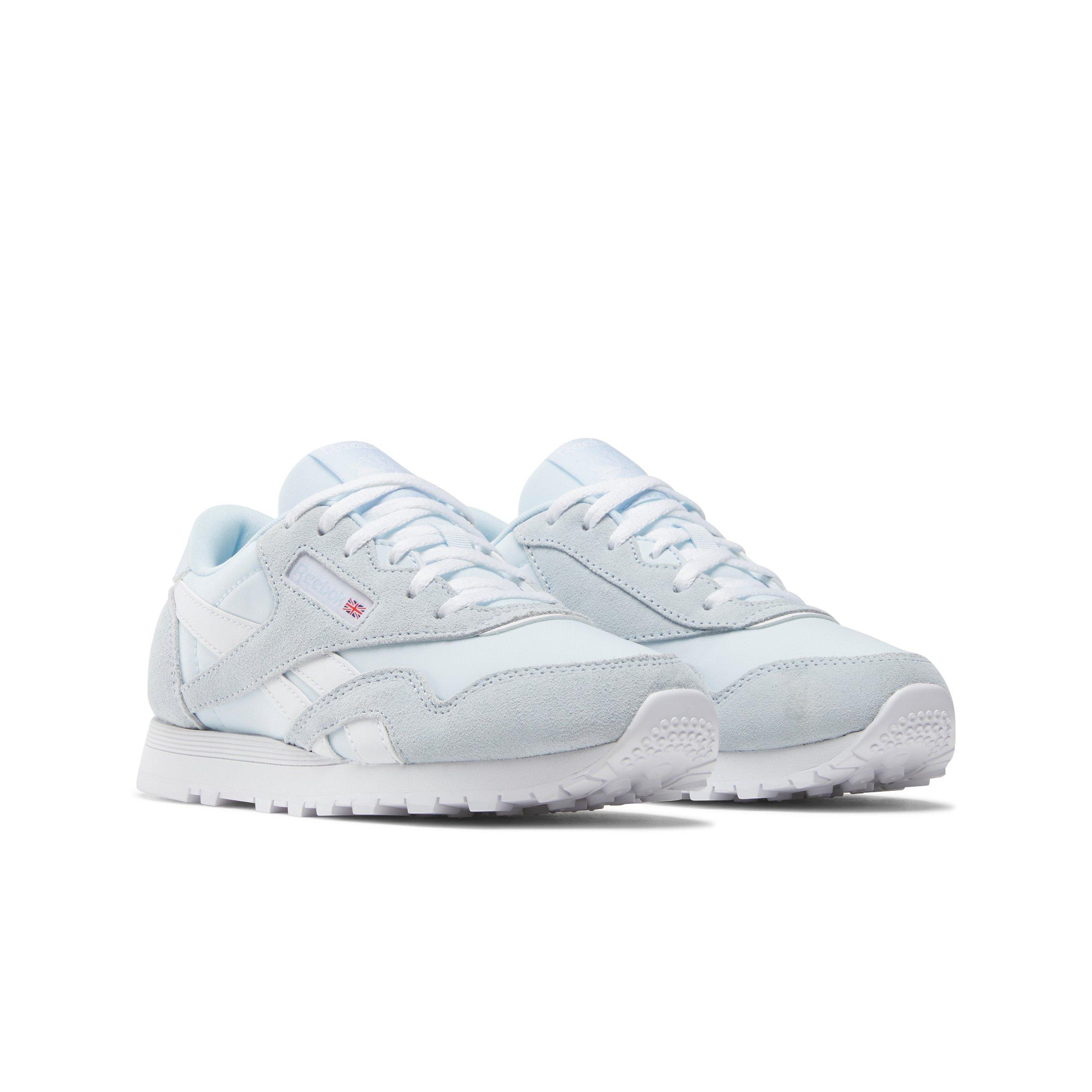 Reebok CL Nylon Grade School Girls' "Light Blue/Grey/White" Shoe