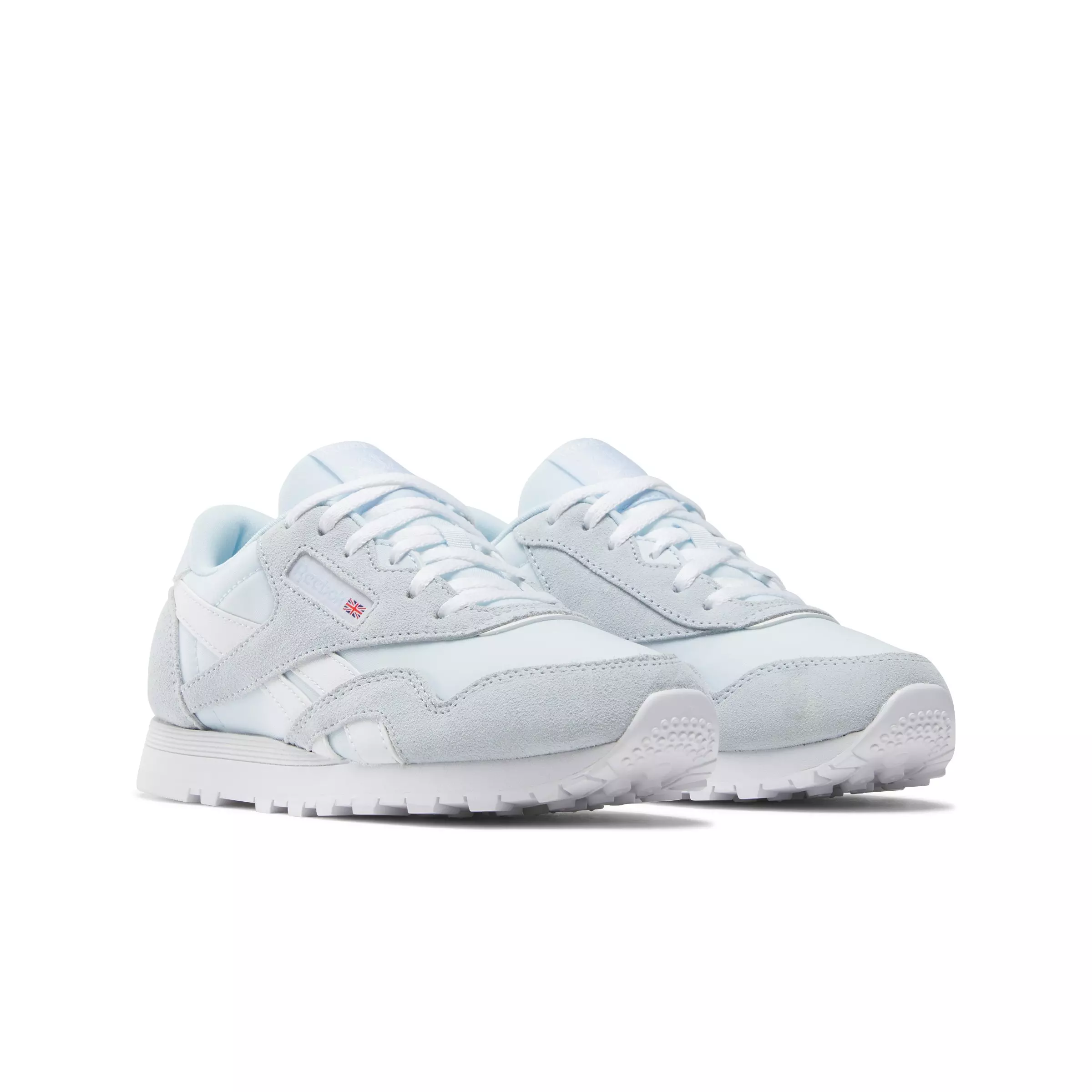 Reebok CL Nylon "Light Blue/Grey/White" Grade School Girls' Shoe - LT BLUE/GREY/WHITE